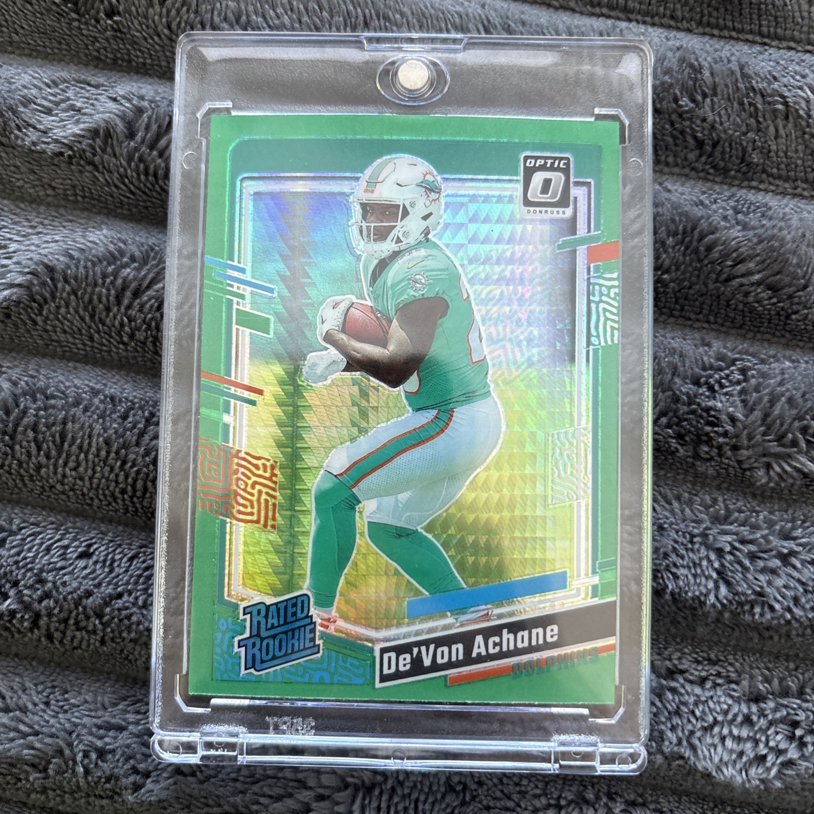 2023 Panini Donruss Optic - Rated Rookie De'Von Achane #269 Green Hyper Prizm 2023 Panini Donruss Optic - Rated Rookie De'Von Achane #269 Green Hyper Prizm