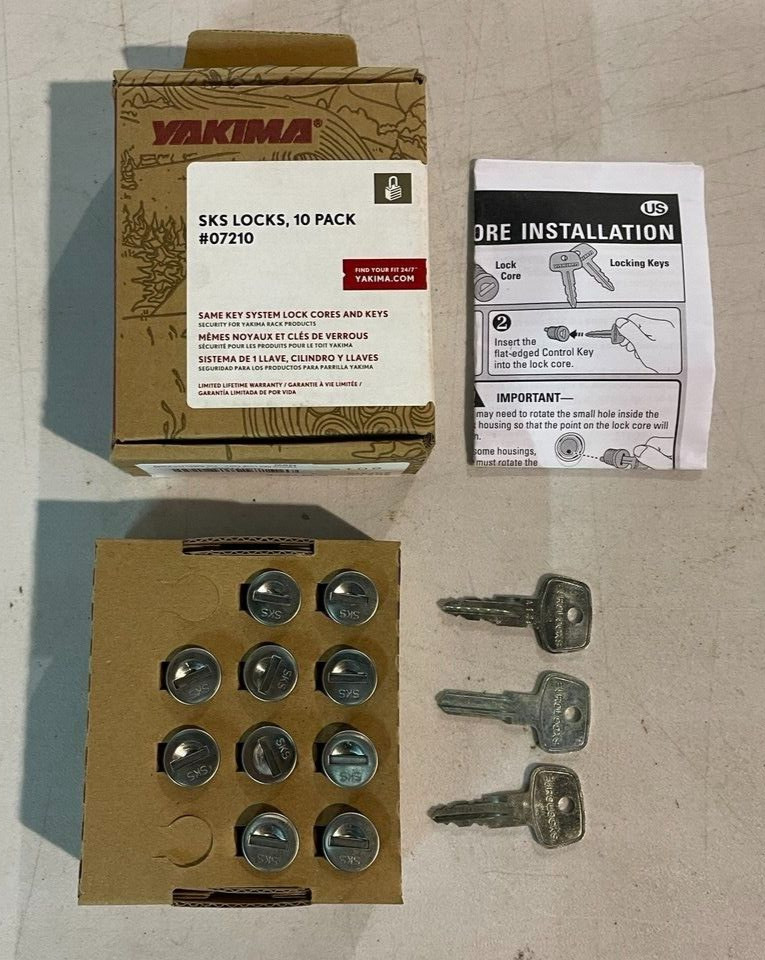 Yakima SKS Lock Cores 10 Pack #07210 W/ Keys - New In Box - 