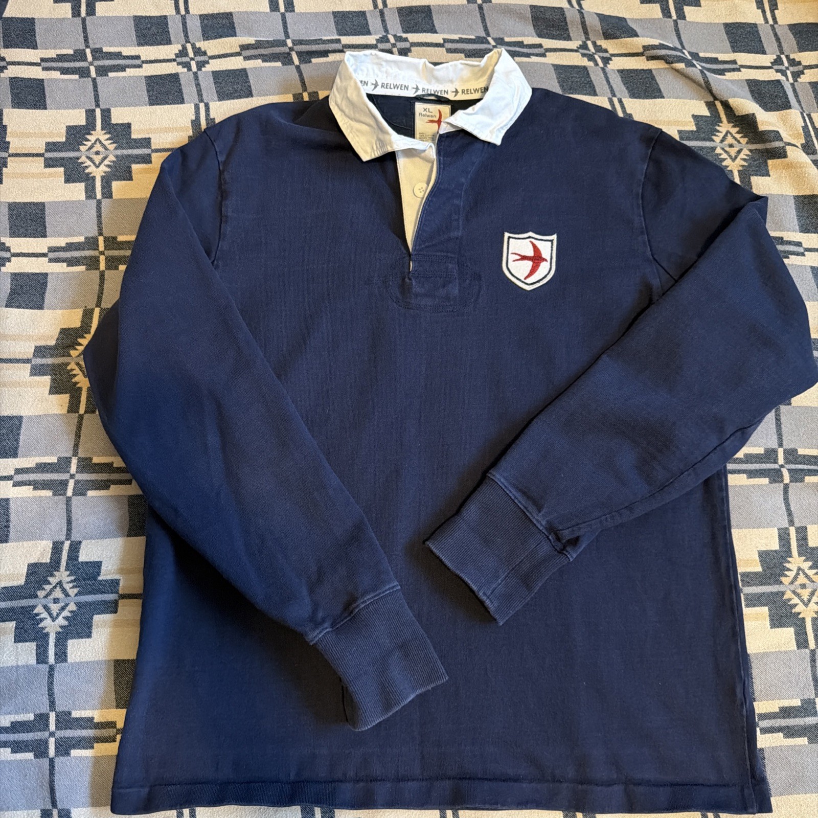 Relwen Navy Blue Rugby Shirt Size XL EUC Rare