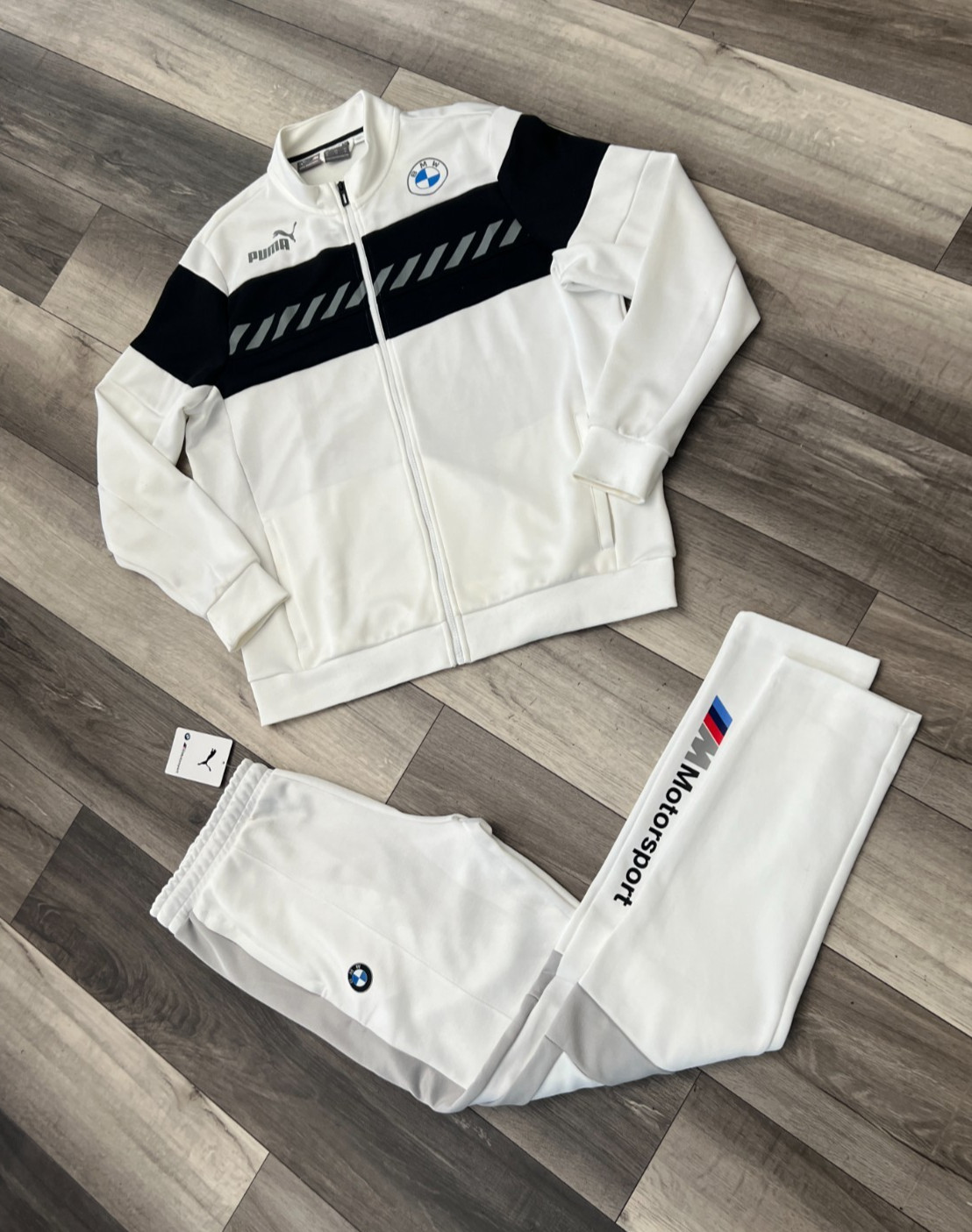 PUMA BMW Motorsports Men\'s SDS Tracksuit White Track Jacket XL Pants Large
