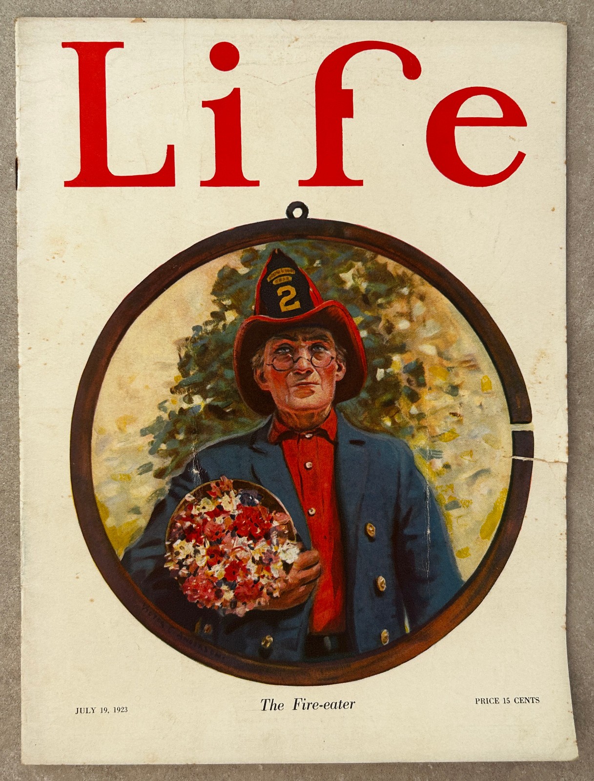 1923 Life Magazine Fire Eater Fireman Cover Vintage Americana Huntington Copy