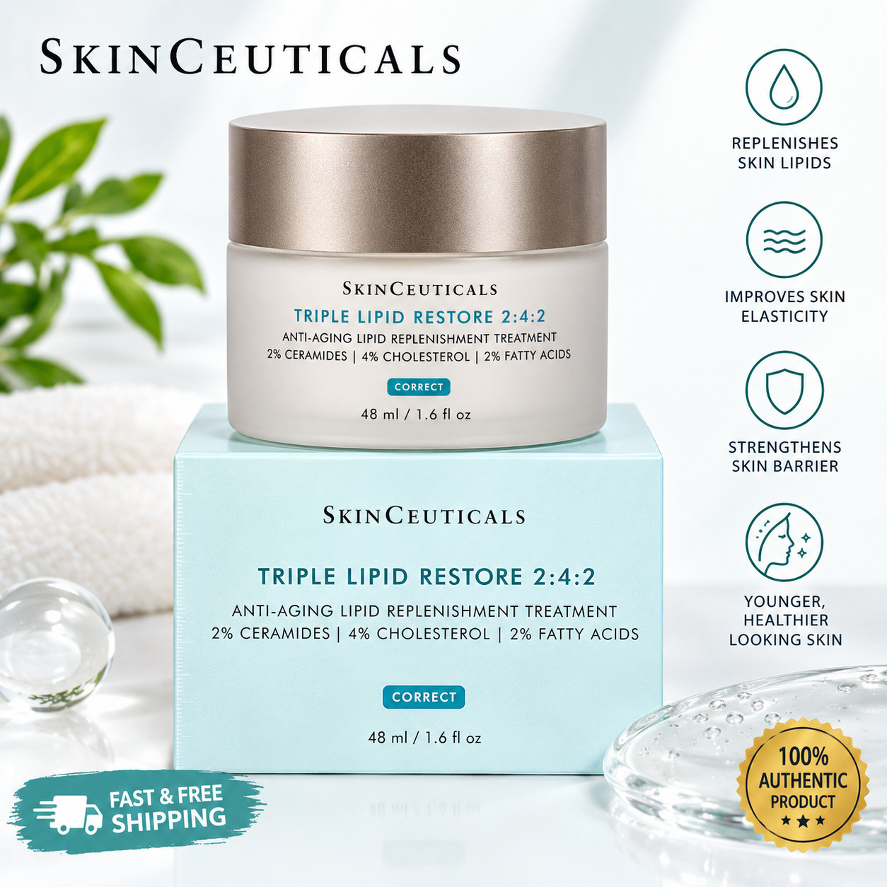 SKINCEUTICALS TRIPLE LIPID RESTORE 2:4:2 FULL SIZE 1.6 OZ AUTHENTIC FRESH SEALED