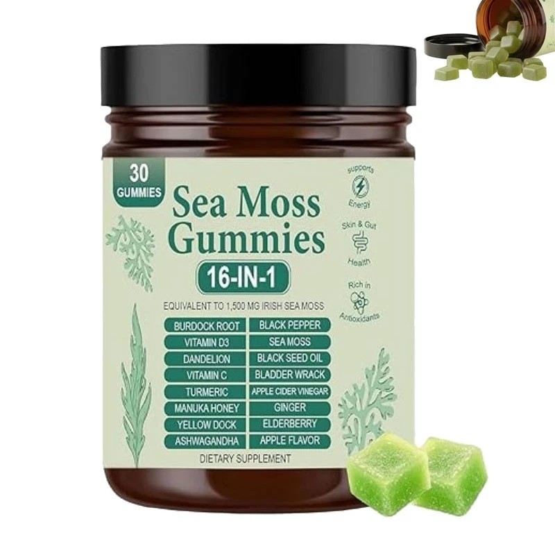 16 in 1 Organic Sea Moss Gummy | Irishmoss Extract 6000Mg | Green Apple Flavor 16 in 1 Organic Sea Moss Gummy | Irishmoss Extract 6000Mg | Green Apple Flavor