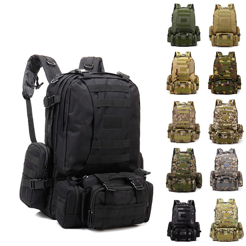 55L Nylon Super Large Military Tactical MOLLE Detachable Backpack For Outdoor