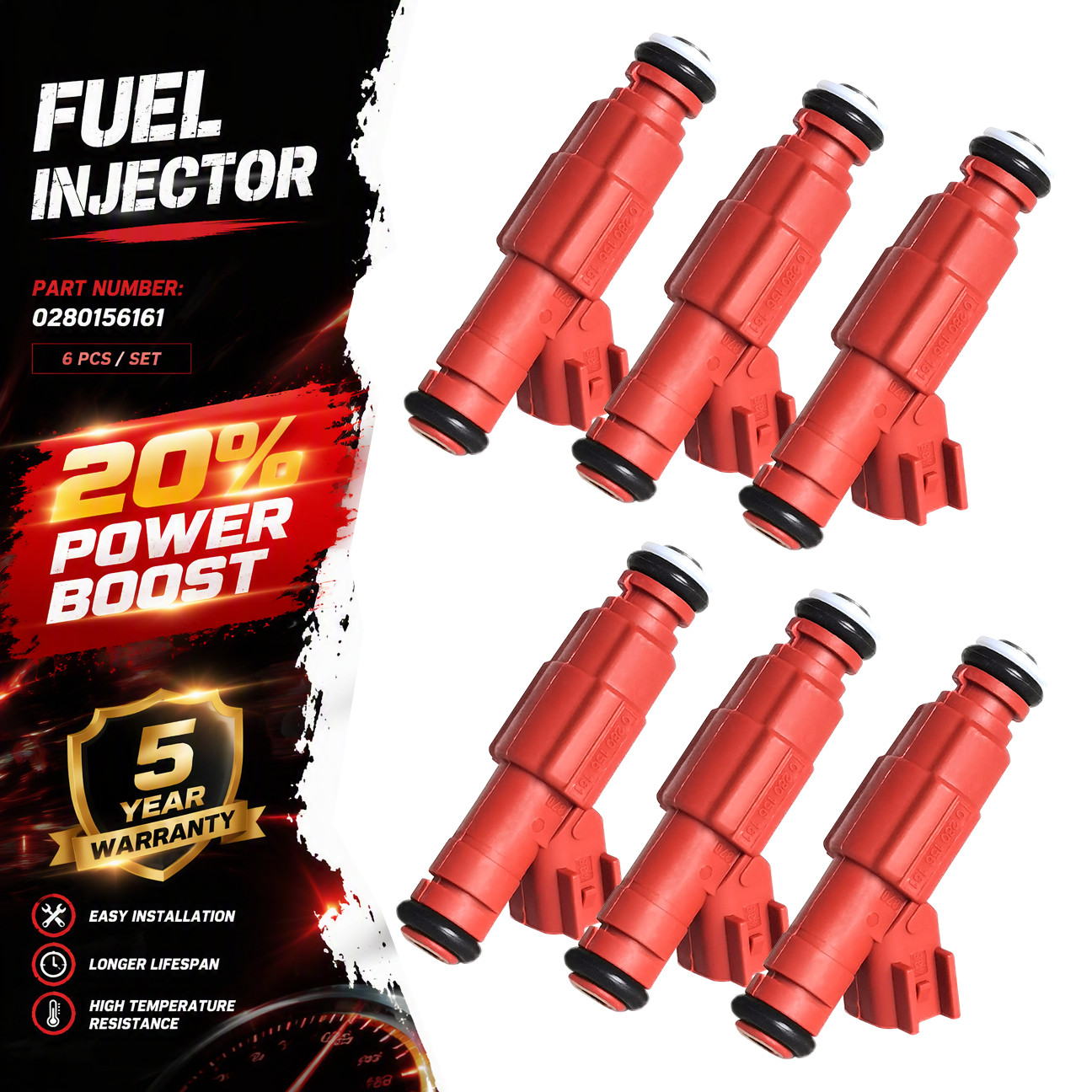 6pcs New Upgrade Fuel Injector 0280156161 For 1999-2001 Jeep Cherokee 4.0L