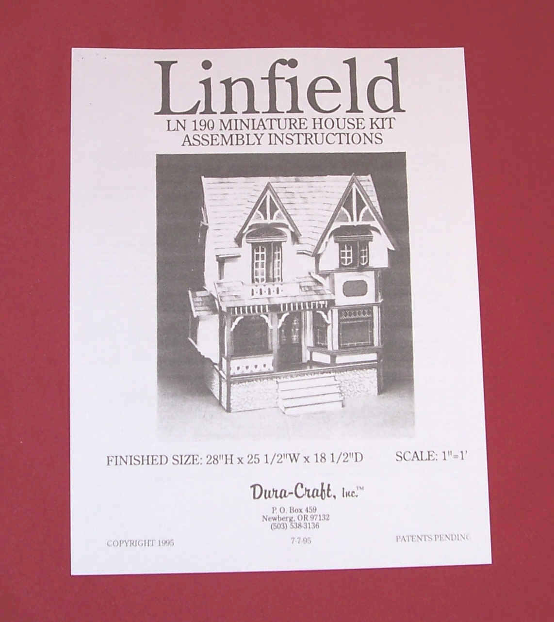 Dura-Craft *LINFIELD* LN-190 Dollhouse INSTRUCTIONS