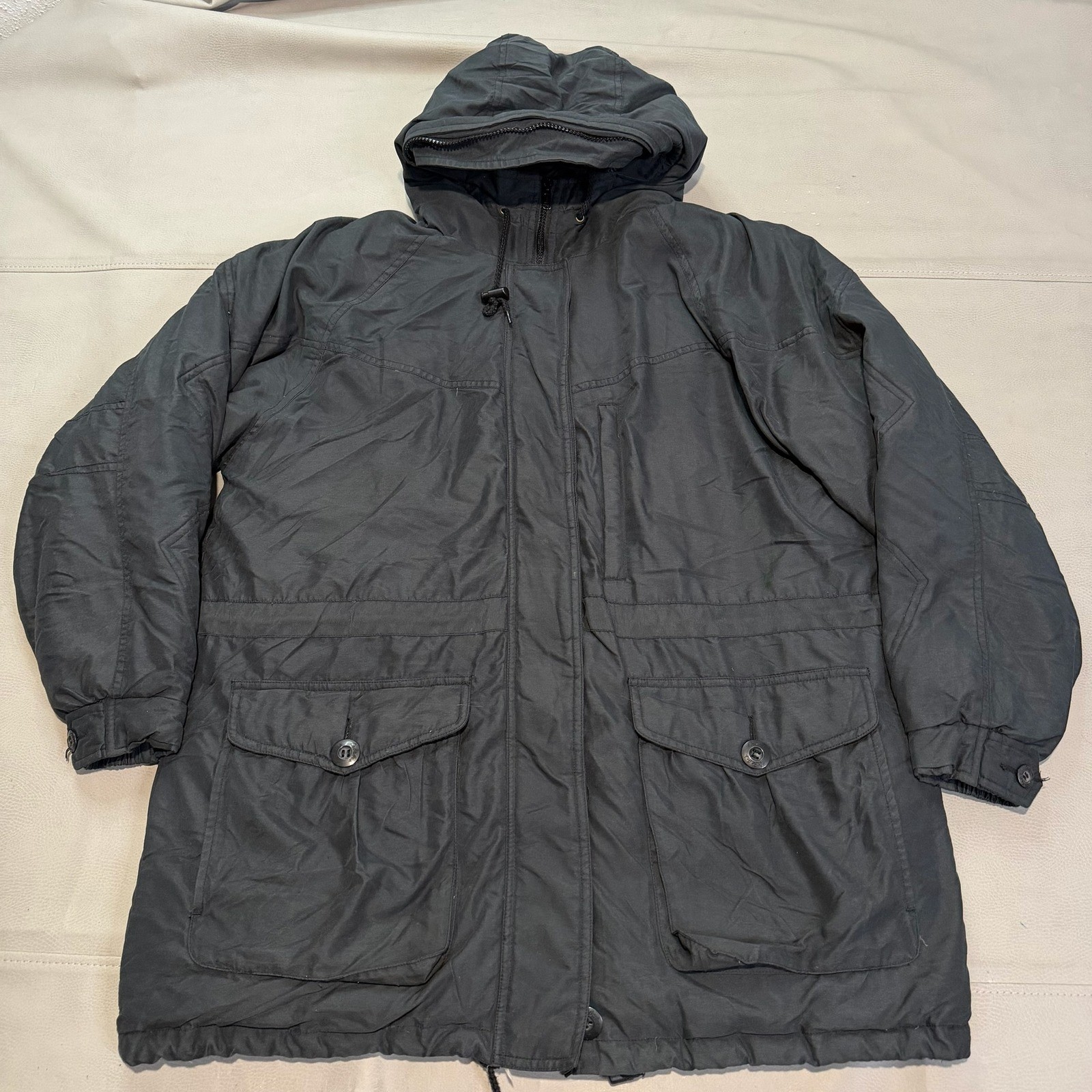 Cabelas Premier Northern Goose Down Parka Black Hood Winter Jacket Coat Women-L-