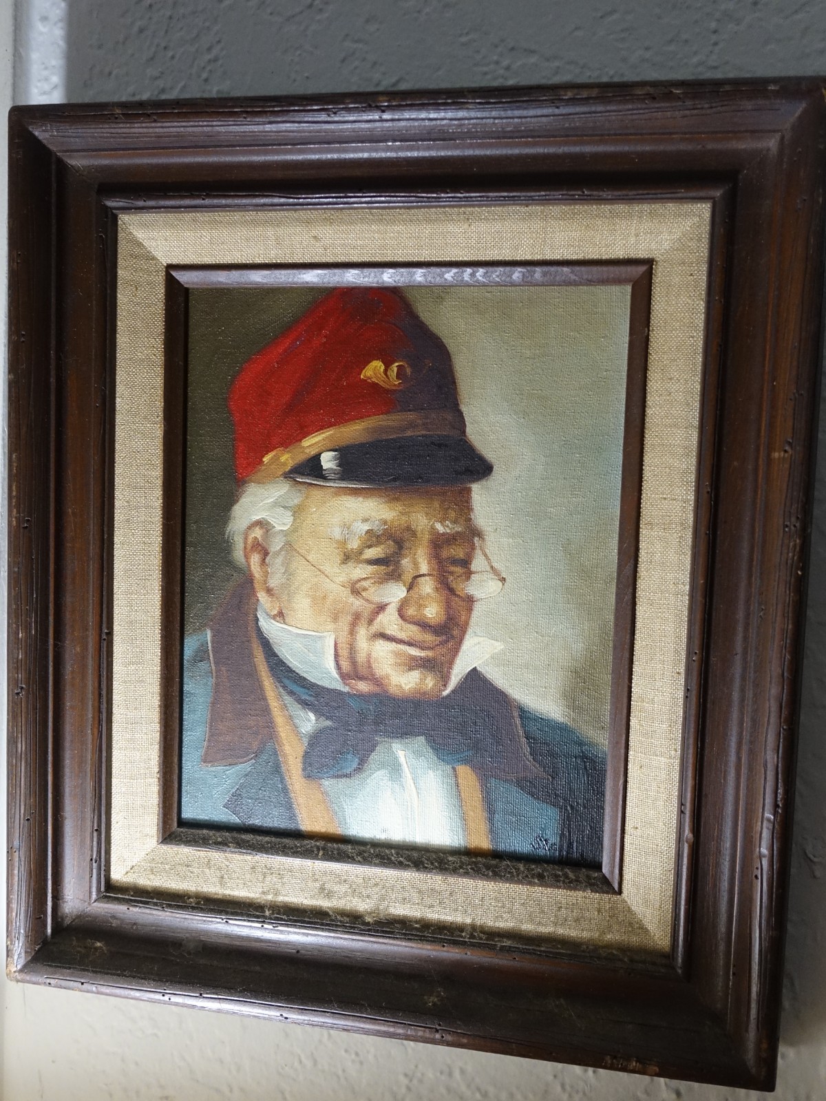 Vintage French Oil Painting,Custom Framed, The Old Postmaster Vintage French Oil Painting,Custom Framed, The Old Postmaster