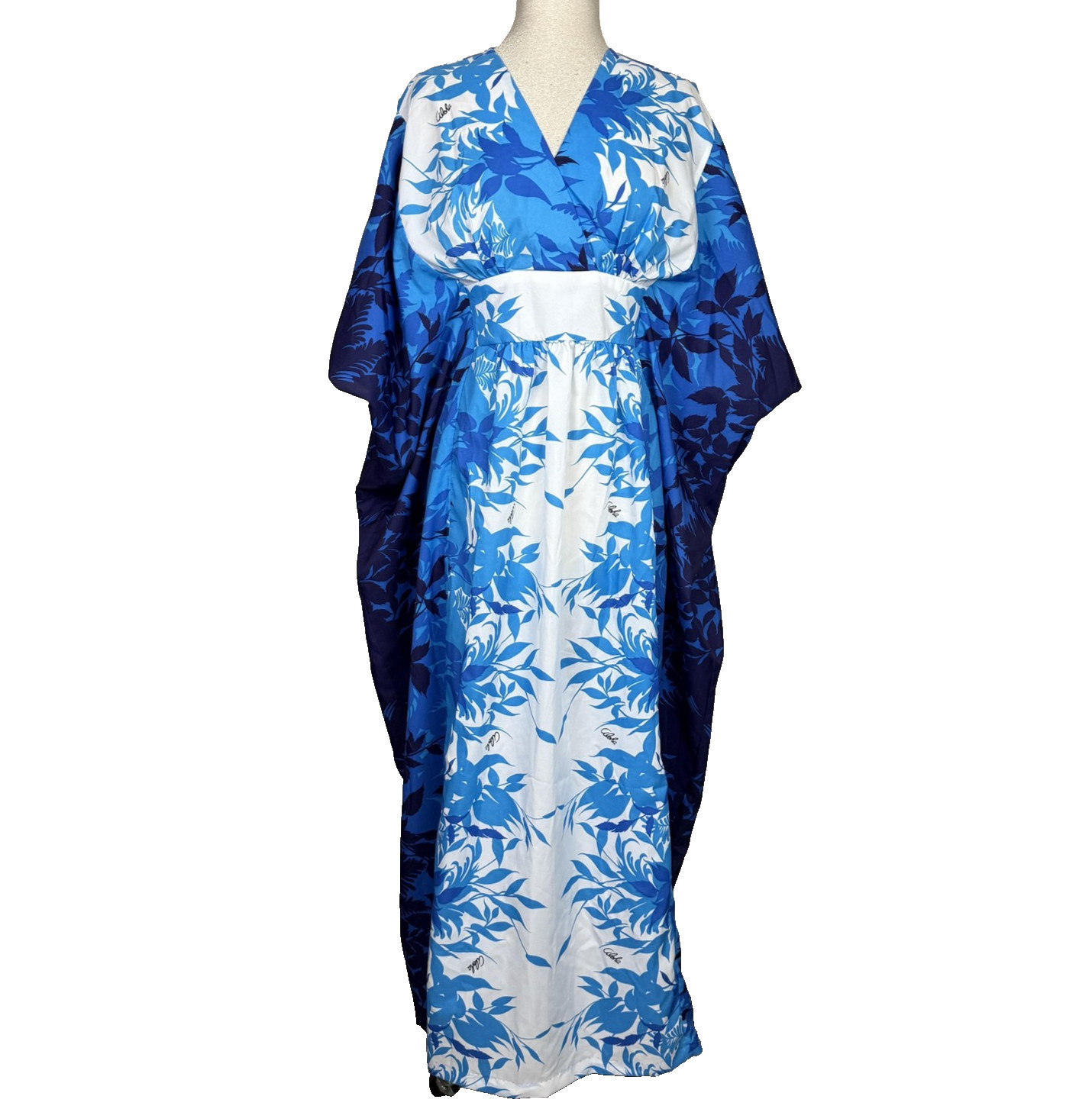 Royal Creations Kaftan Dress Women One Size Blue Aloha Floral Hawaiian Maxi Royal Creations Kaftan Dress Women One Size Blue Aloha Floral Hawaiian Maxi