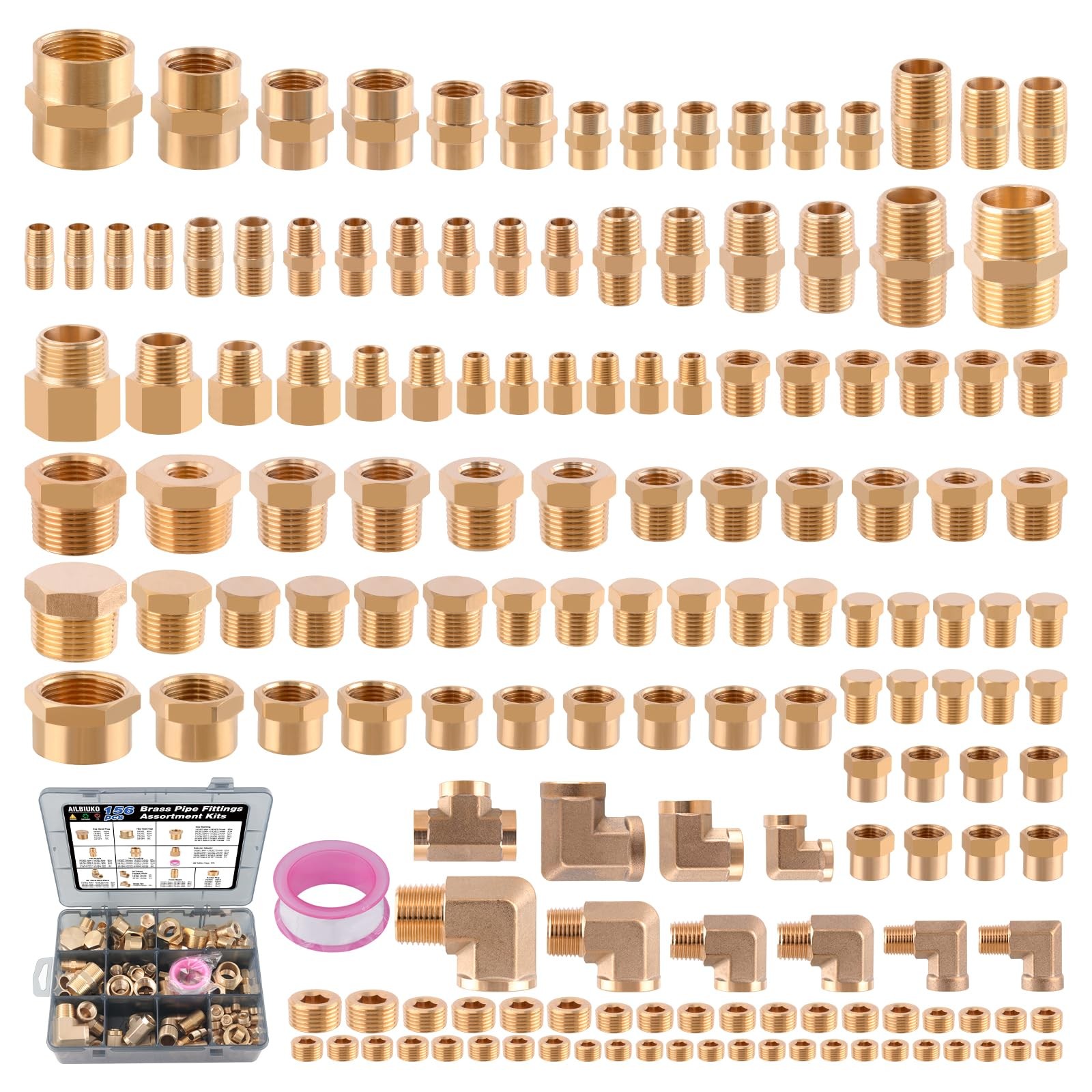 156pc Brass Pipe Fittings Kit 1/8\