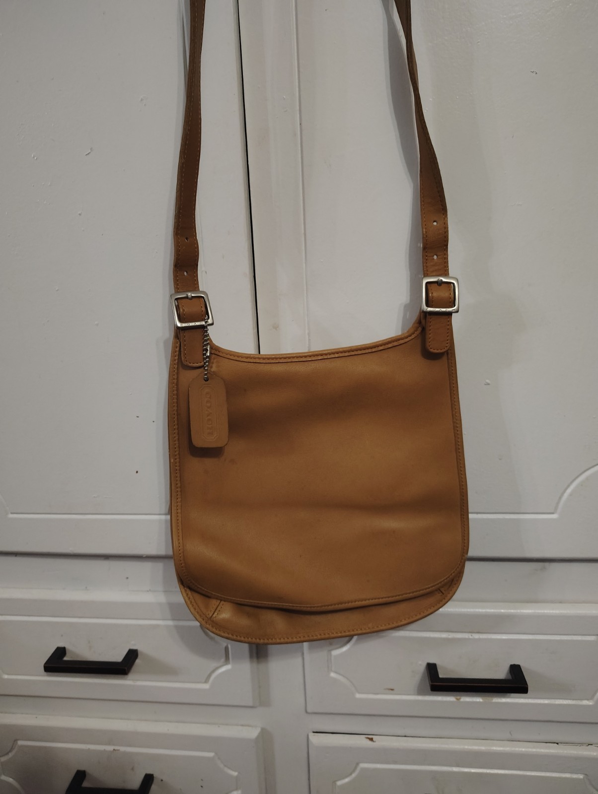 Coach Mini Hippie Slim Saddle Crossbody Bag Brown Leather Vintage #9135 USA