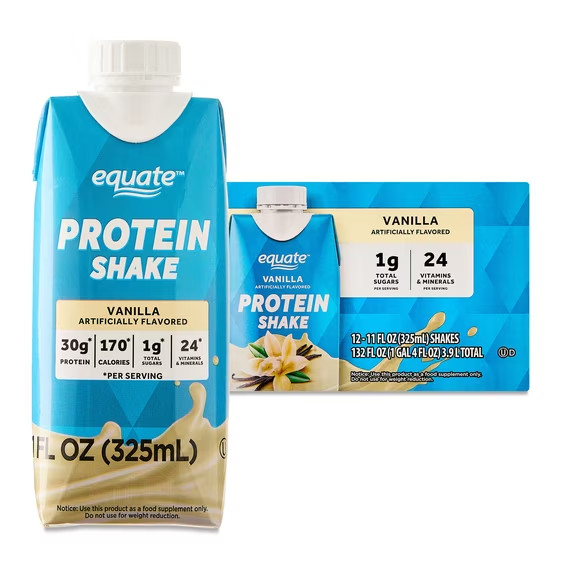 Equate Protein Shake, Vanilla, 11 fl oz, 12 Count