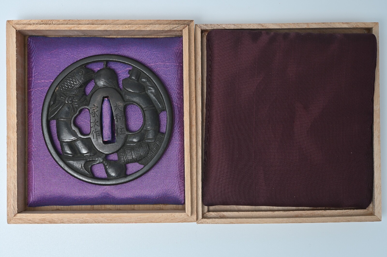 Tsuba Japanese antique Yamagane (copper) Ietsugu Ebisu Daikoku design Edo era