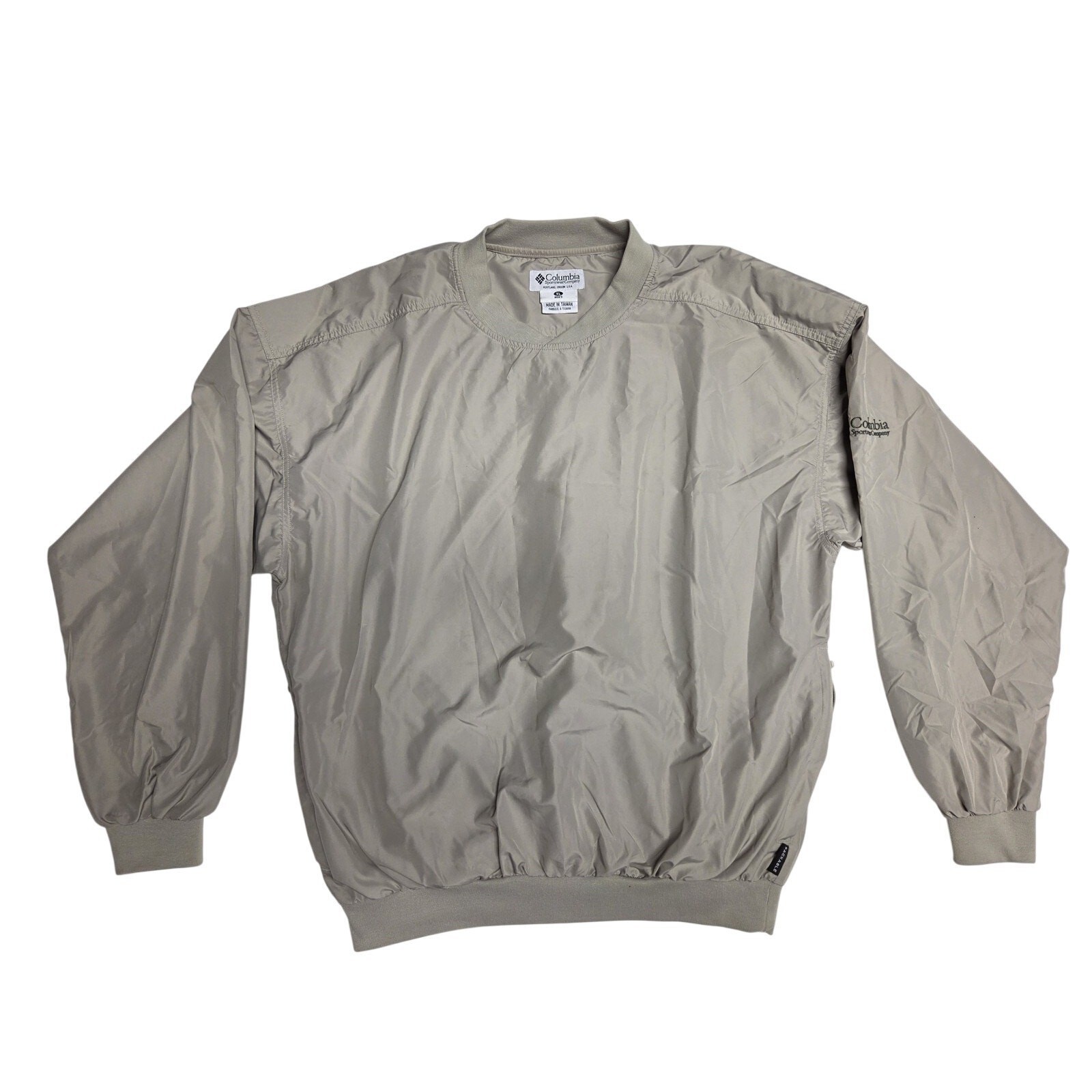Vintage Columbia Sportswear Tan Beige Windbreaker Jacket Men Size XL RN 69724 Vintage Columbia Sportswear Tan Beige Windbreaker Jacket Men Size XL RN 69724