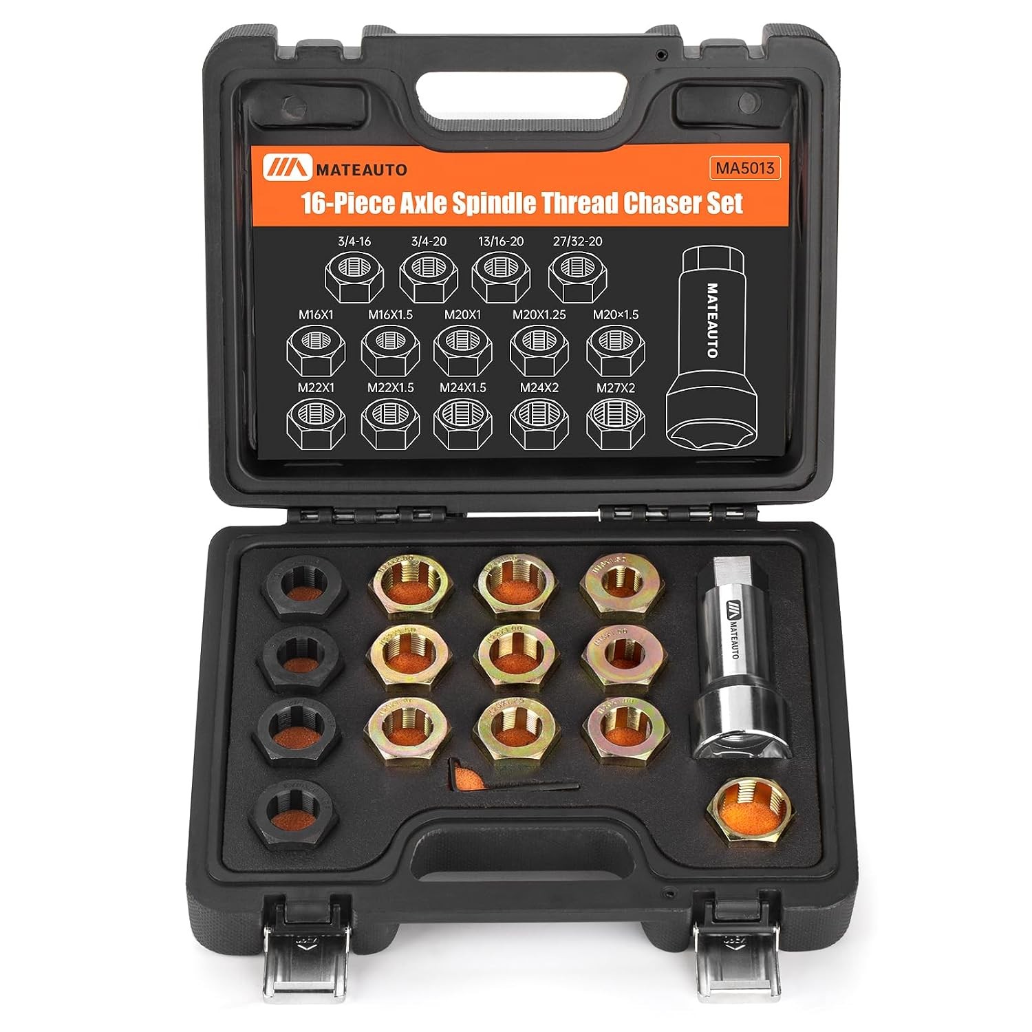 16 Piece Axle Thread Repair Kit Spindle Rethreading Tool Set Essential Axle