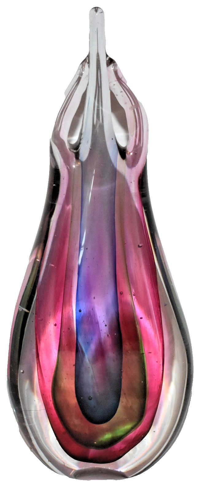 Vintage Murano Glass Italy Sommerso Teardrop Sculpture Blue Green Pink 10 1/2\