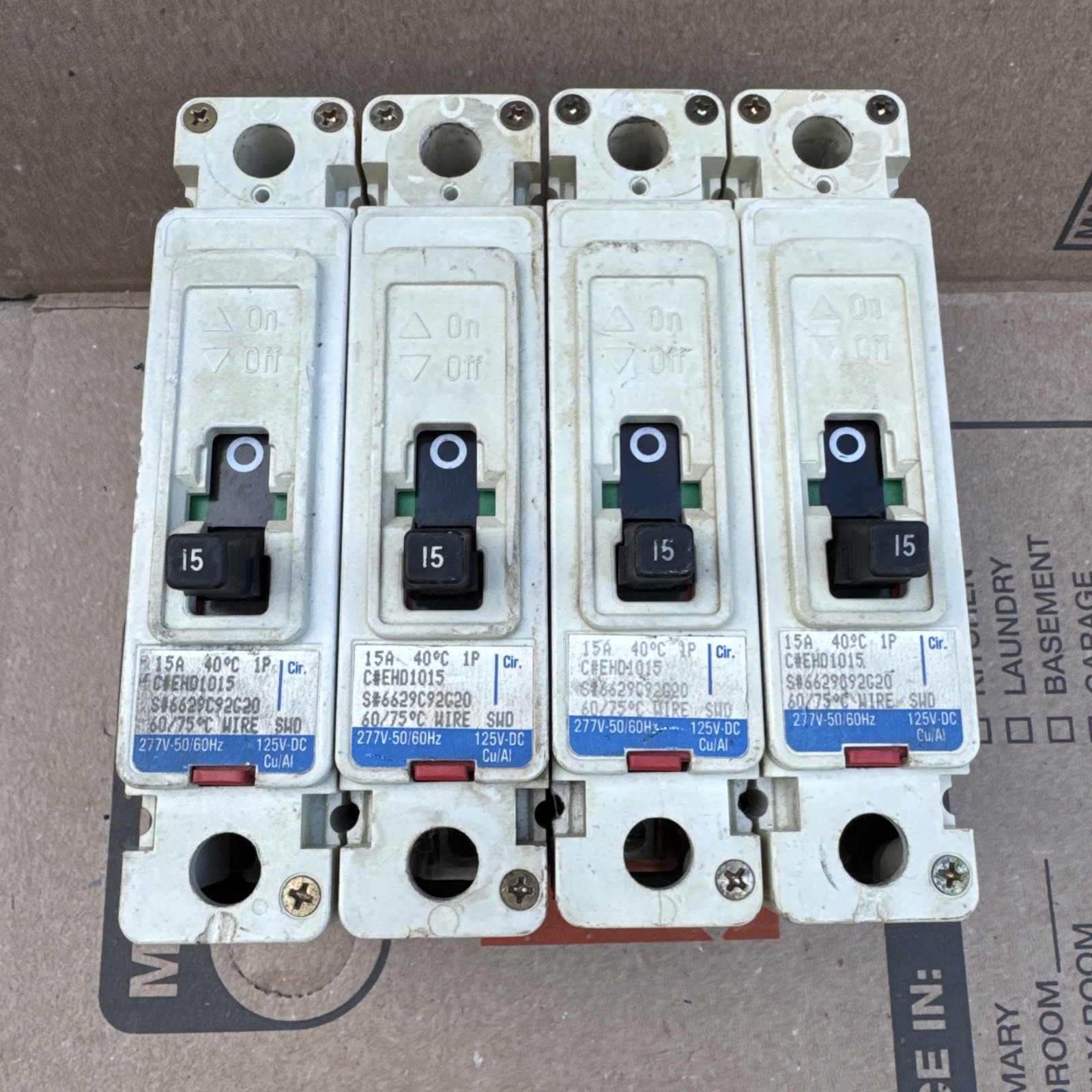 4x CUTLER HAMMER 15 AMP 1 POLE CIRCUIT BREAKER SER. C EHD1015 15A 1P EHD 14k 4x CUTLER HAMMER 15 AMP 1 POLE CIRCUIT BREAKER SER. C EHD1015 15A 1P EHD 14k