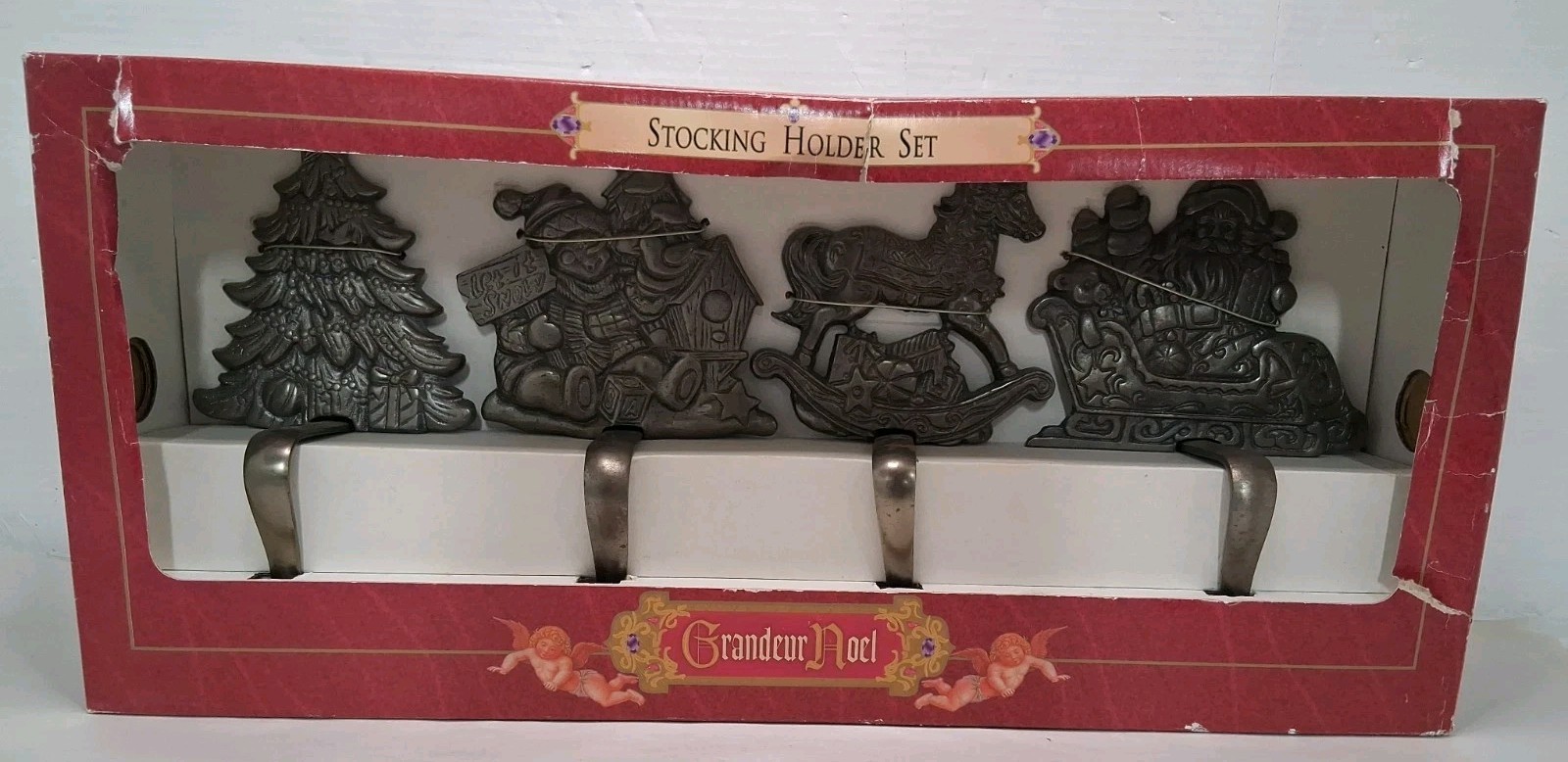 VTG Grandeur Noel Cast Iron Christmas Stocking Holders 4 Cast Iron New In Box VTG Grandeur Noel Cast Iron Christmas Stocking Holders 4 Cast Iron New In Box
