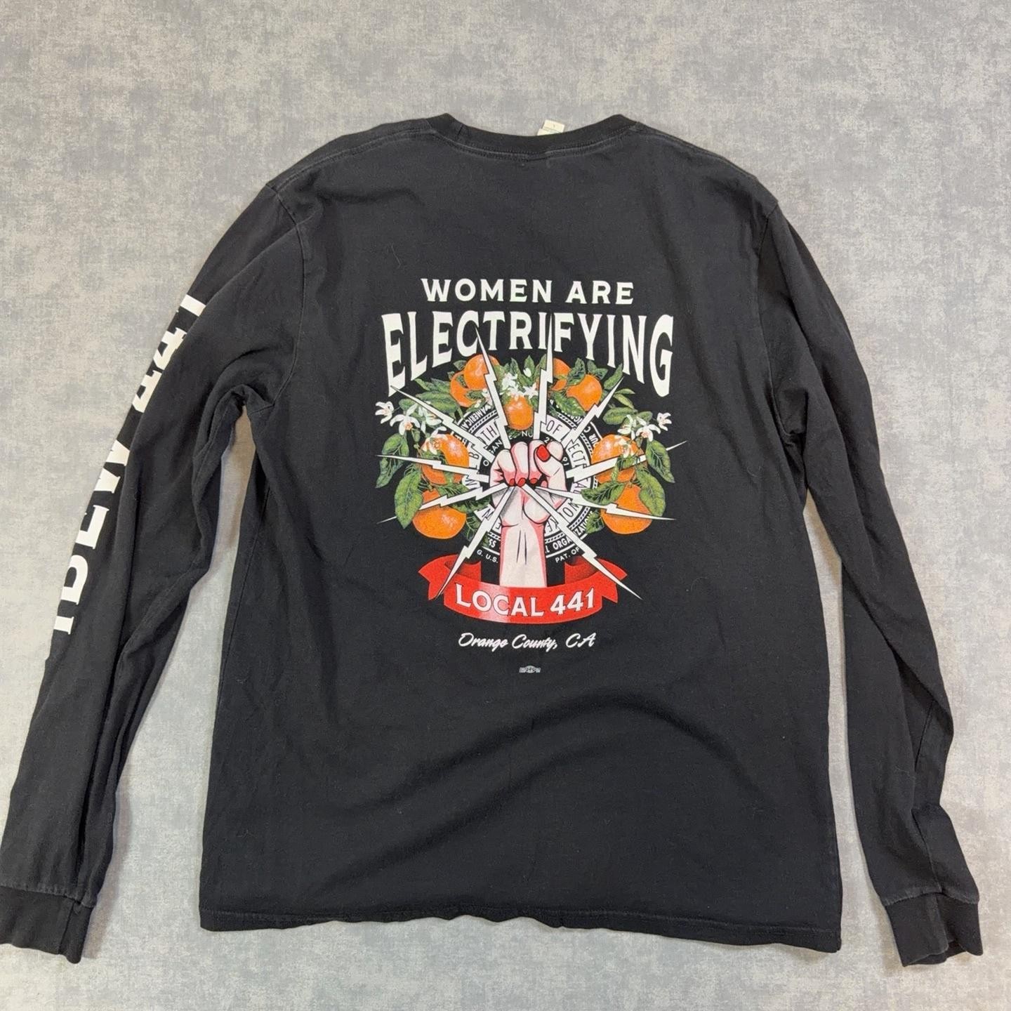 Royal Apparel Shirt Mens L Black IBEW 441 Women Are Electrifying Long Sleeve