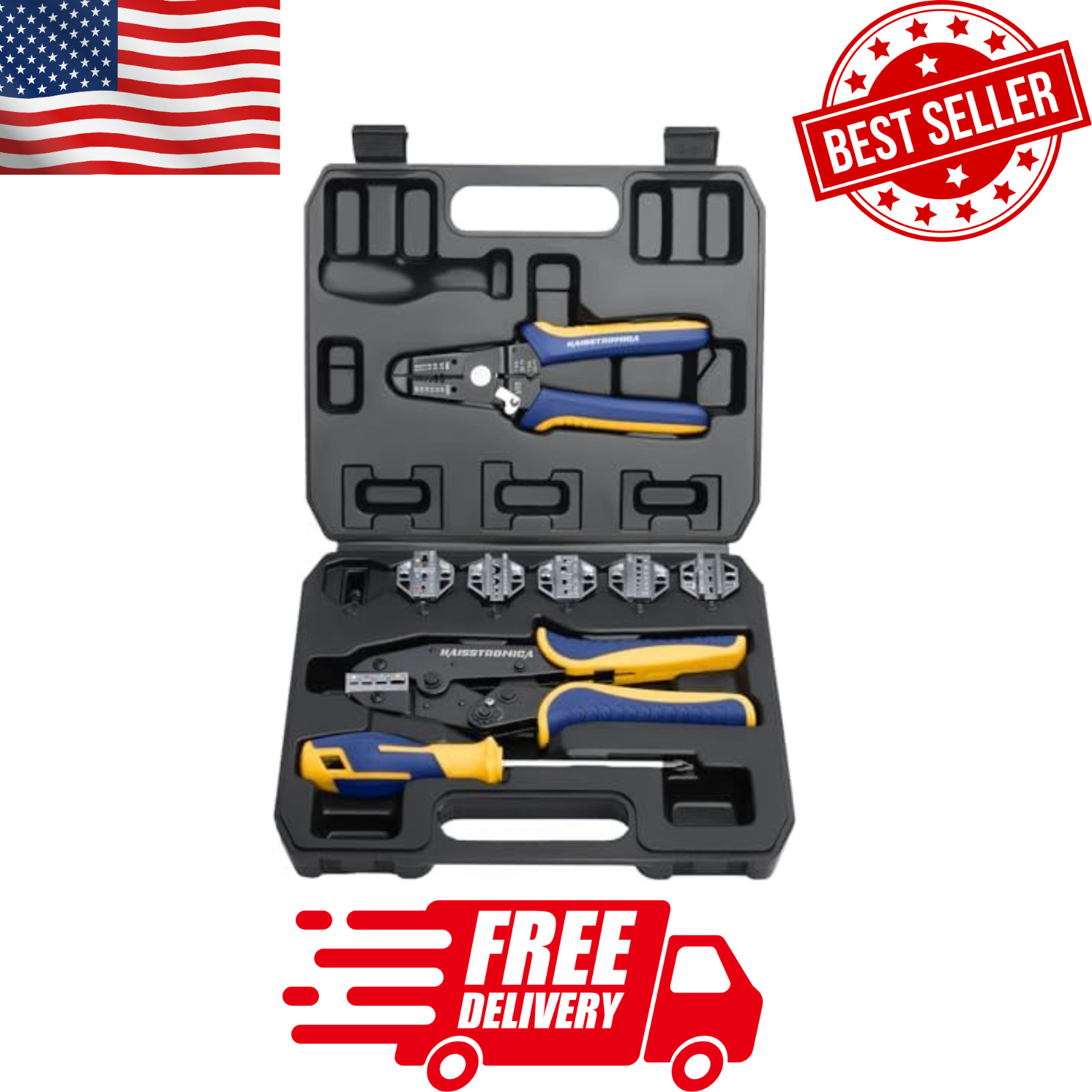 8PCS Ratchet Crimping Tool Set Professional Wire Crimper for Heat Shrink Connect