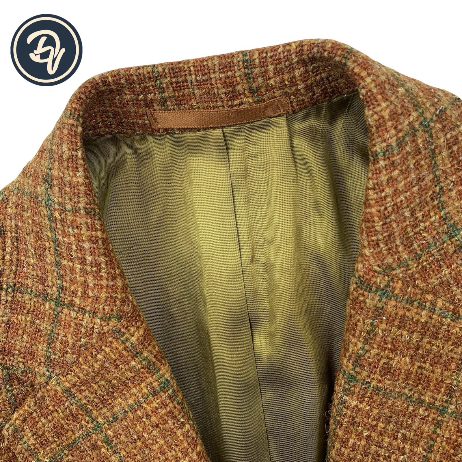 1970\'s 38 R Phil\'s NYC Bright Orange Over Check Imported English Tweed Blazer