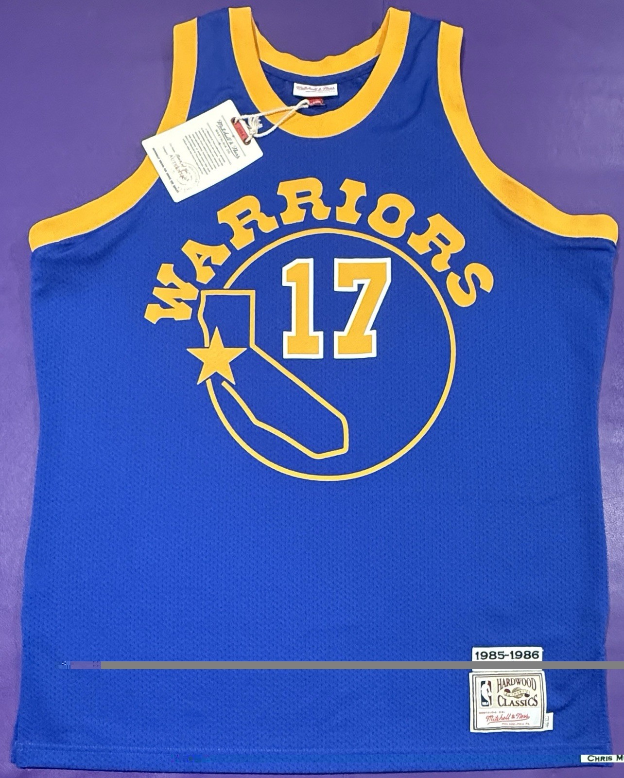 Authentic Chris Mullin #17 Mitchell & Ness 85-86 Golden State Warriors Jersey 48