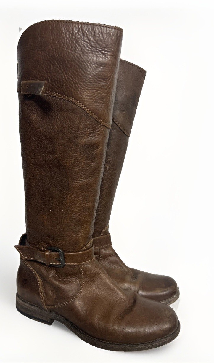 Frye Phillip Riding Boots Brown Leather Womens Size 7 Ankle Zip Flaw Strap Frye Phillip Riding Boots Brown Leather Womens Size 7 Ankle Zip Flaw Strap