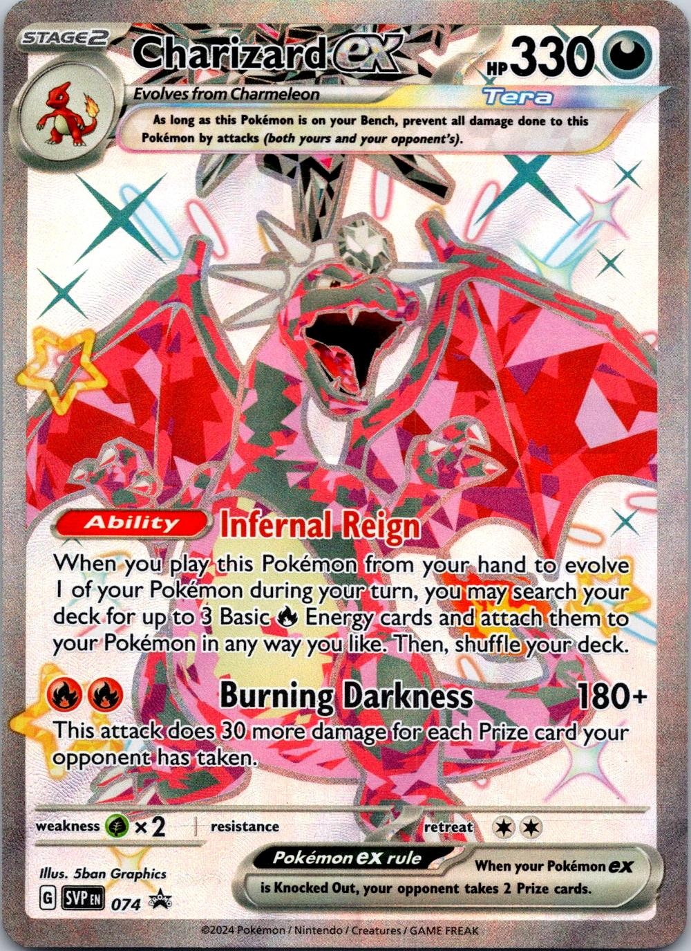 Charizard ex 074 Holo Promo Scarlet & Violet Promo Pokemon Near Mint Charizard ex 074 Holo Promo Scarlet & Violet Promo Pokemon Near Mint