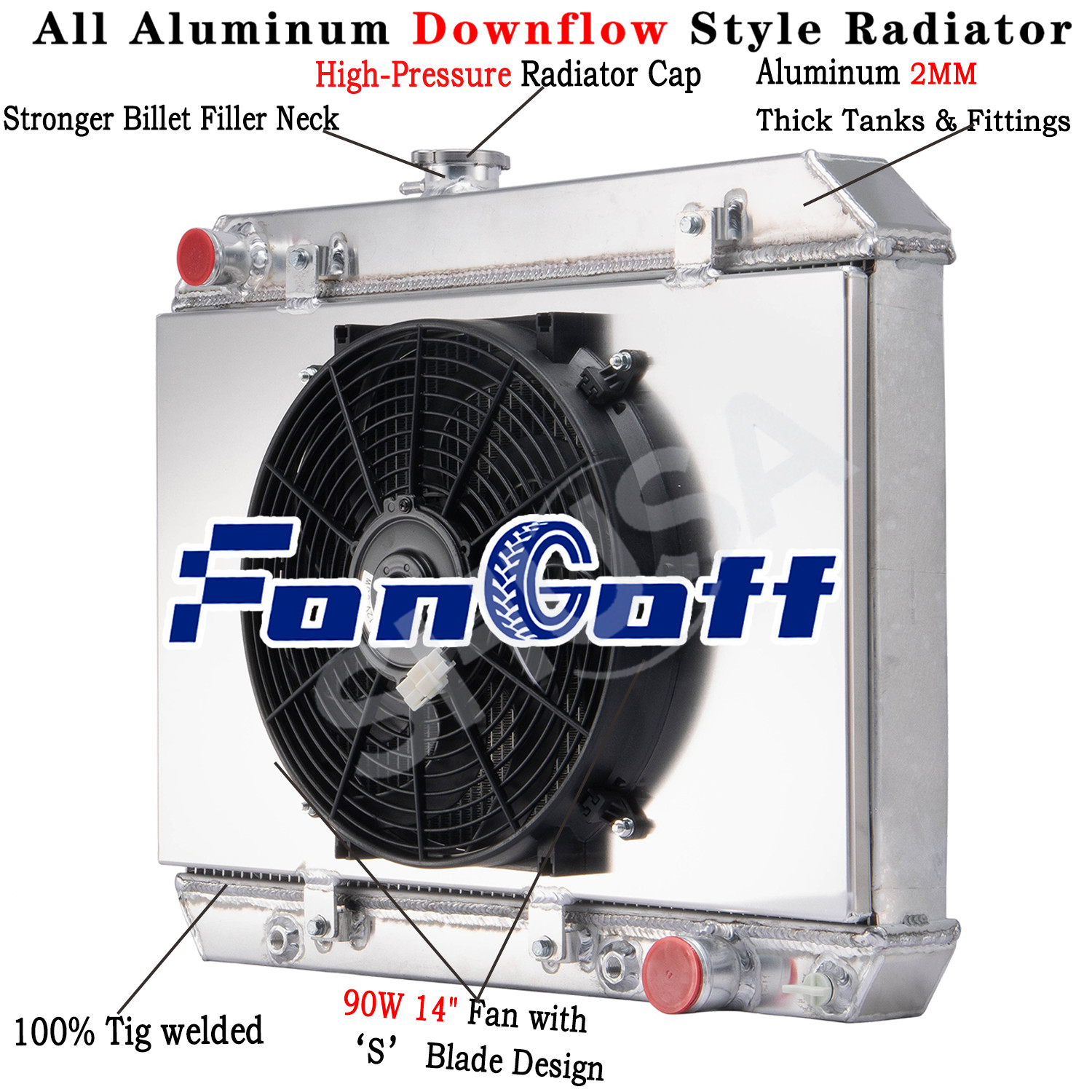 4 ROW Radiator&Shroud Fan Fits For 1965-1967 Pontiac LeMans Tempest GTO 5.3L V8