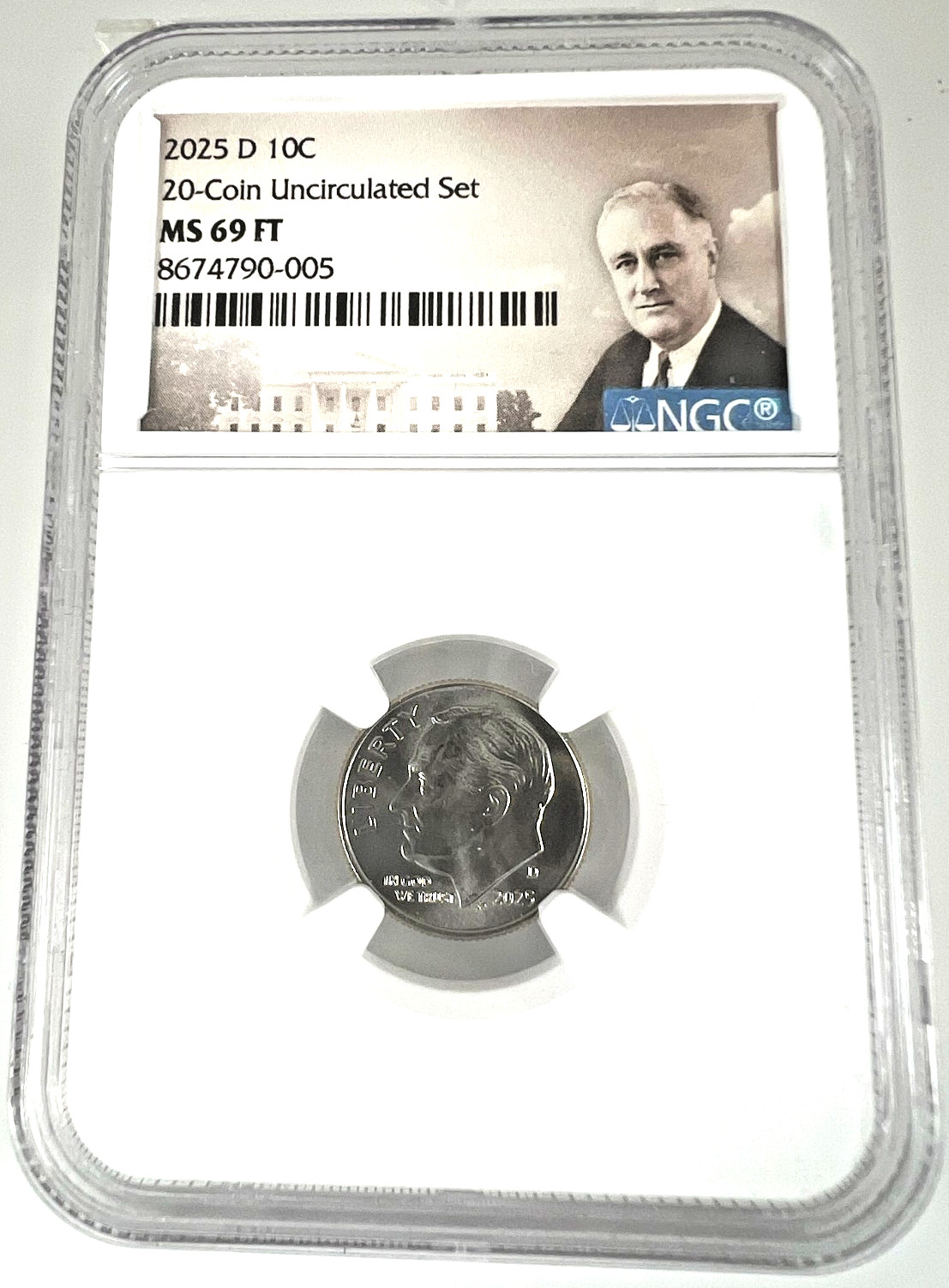 2025 D Roosevelt Dime 10c NGC MS 69 FT Full Torch FROM COIN SET TOP POP 1 0F 12