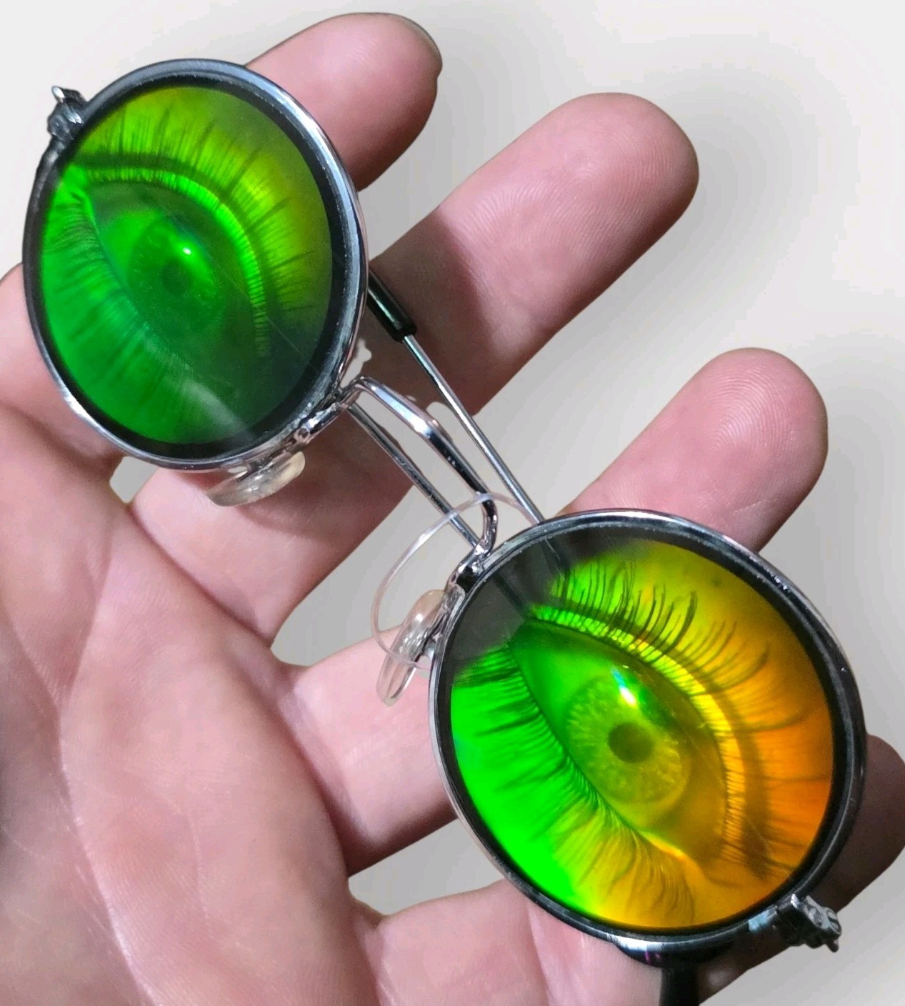 Holographic WIDE HUMAN EYES Sunglasses Glasses Vintage 1990’s Halloween Costume