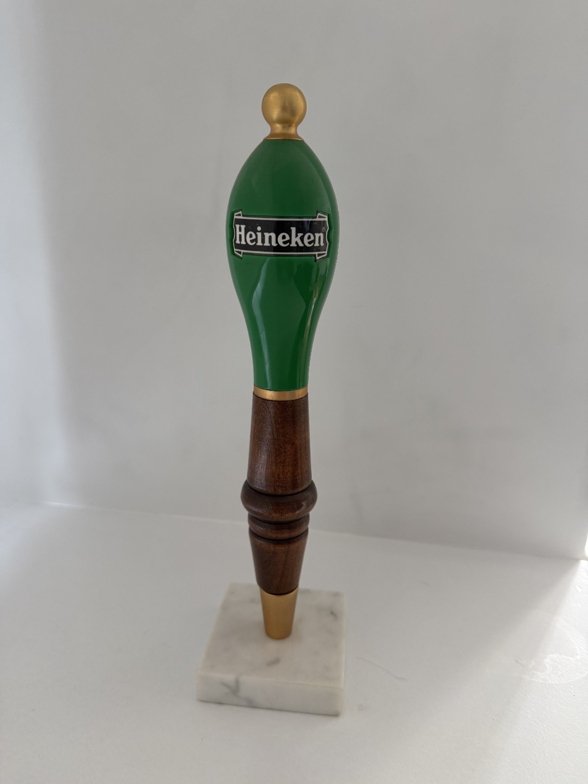 Heineken Pub Style Logo Beer Tap Handle 11.5” Green w/Brass Ends Heineken Pub Style Logo Beer Tap Handle 11.5” Green w/Brass Ends