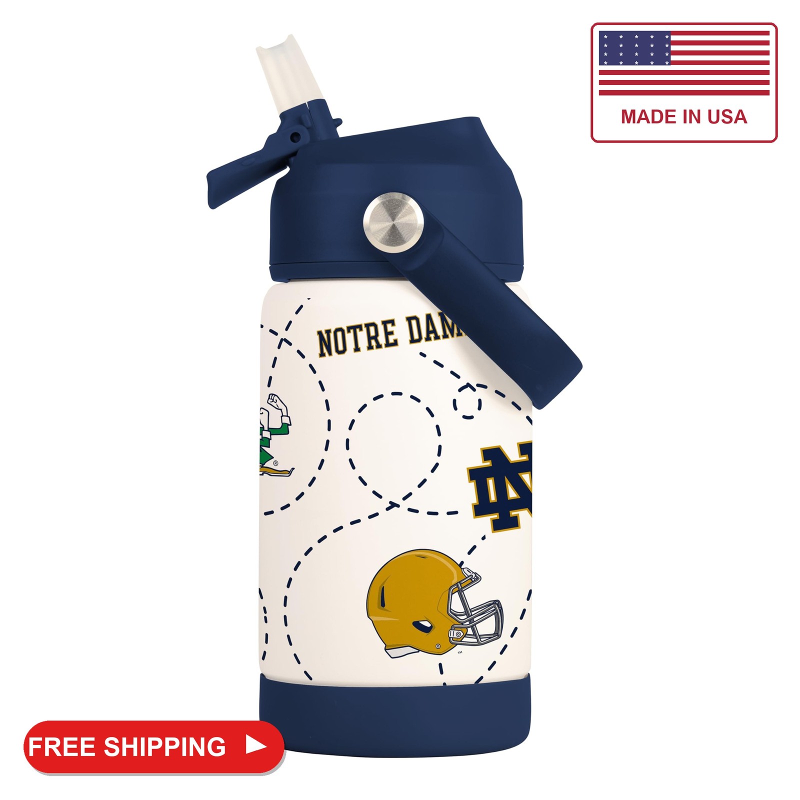 Logo Brands NCAA Notre Dame Fighting Irish Mascot Stainless-Steel Kids Bottle -S Logo Brands NCAA Notre Dame Fighting Irish Mascot Stainless-Steel Kids Bottle -S