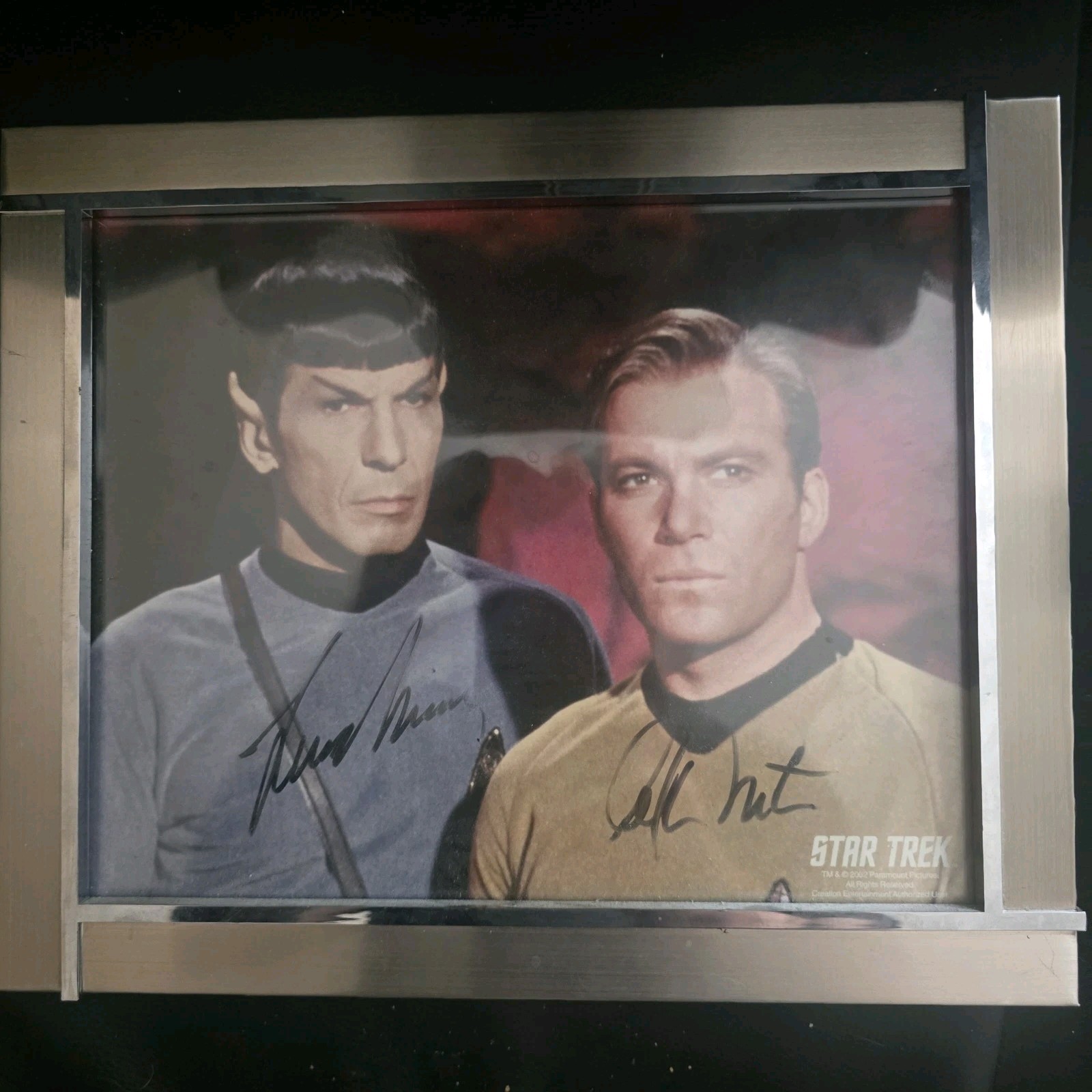 Leonard Nimoy & William Shatner signed Star Trek 8x10 photo framed with COA