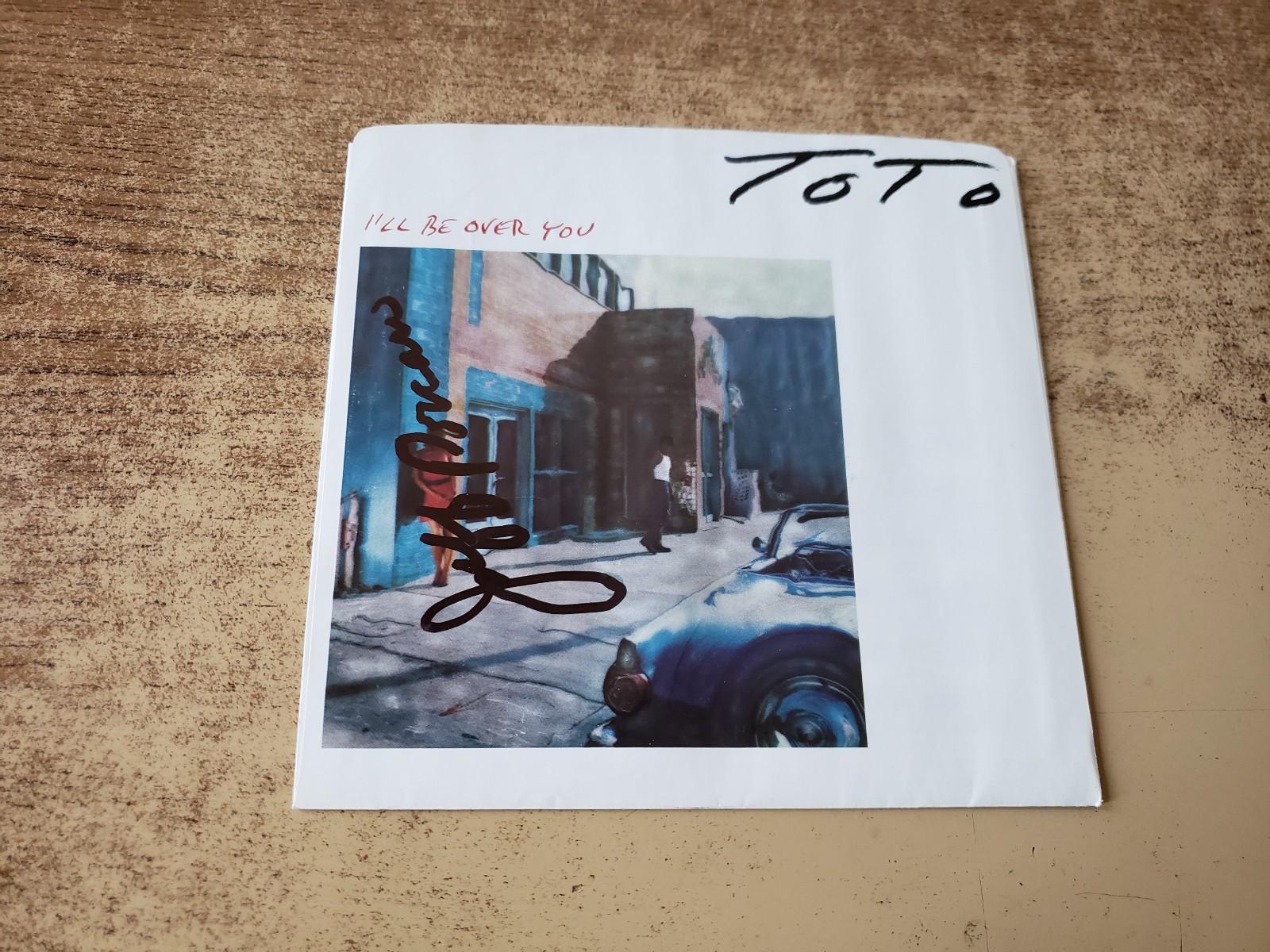 hand autographed jeff porcaro excellent 1980s Toto I'll Be Over You SLEEVE 7