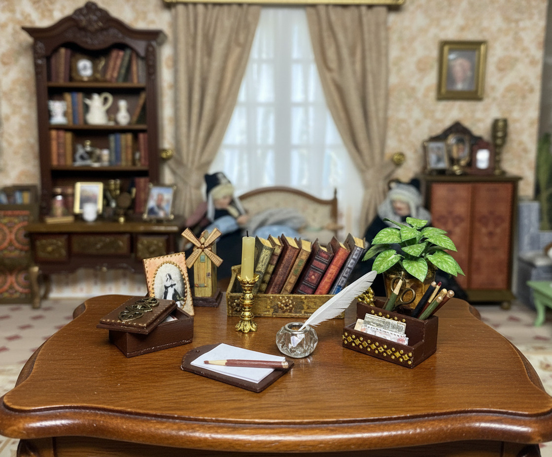 Accessory Set. 1:12. Study Set. Handmade. Miniature Dollhouse. Doll Accessories.