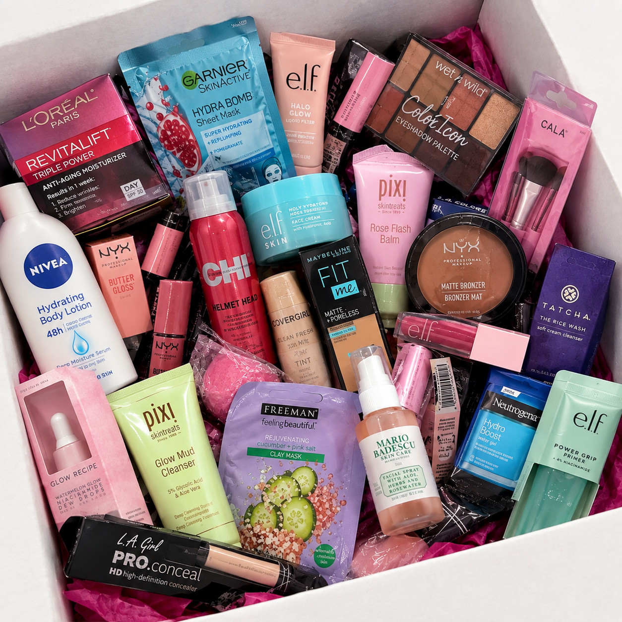 Glam Surprise Box - Variety Assorted Wholesale Cosmetics Skincare Resale Lot Glam Surprise Box - Variety Assorted Wholesale Cosmetics Skincare Resale Lot