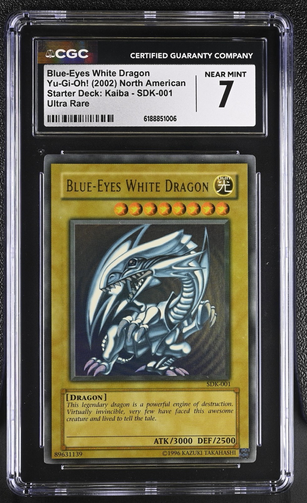 2002 Yu-Gi-Oh Blue-Eyes White Dragon SDK-001 Ultra Rare Vintage CGC 7