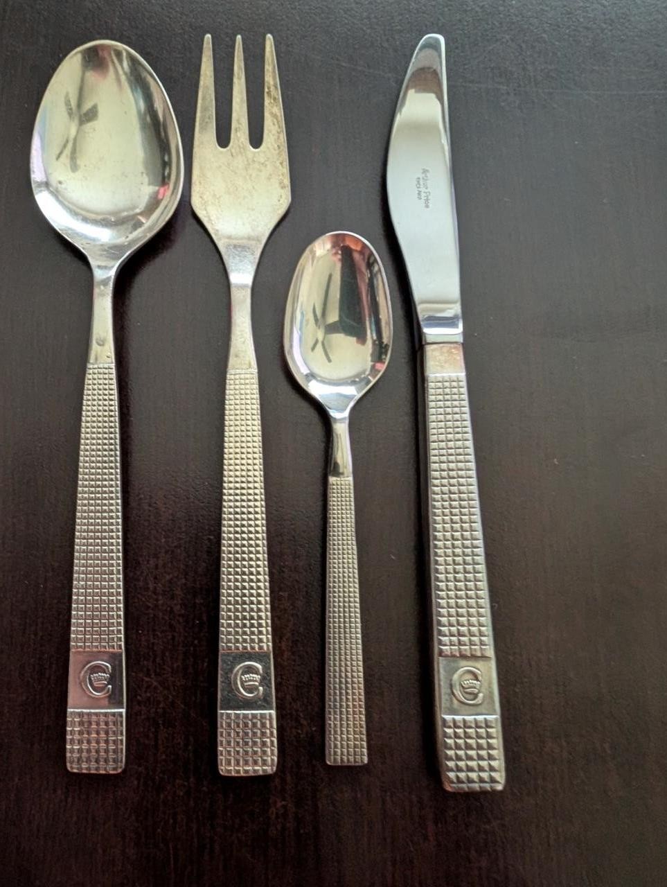BRITISH AIRWAYS CONCORDE 4PC ARTHUR PRICE 1ST USED CUTLERY SPOON FORK KNIFE DEMI