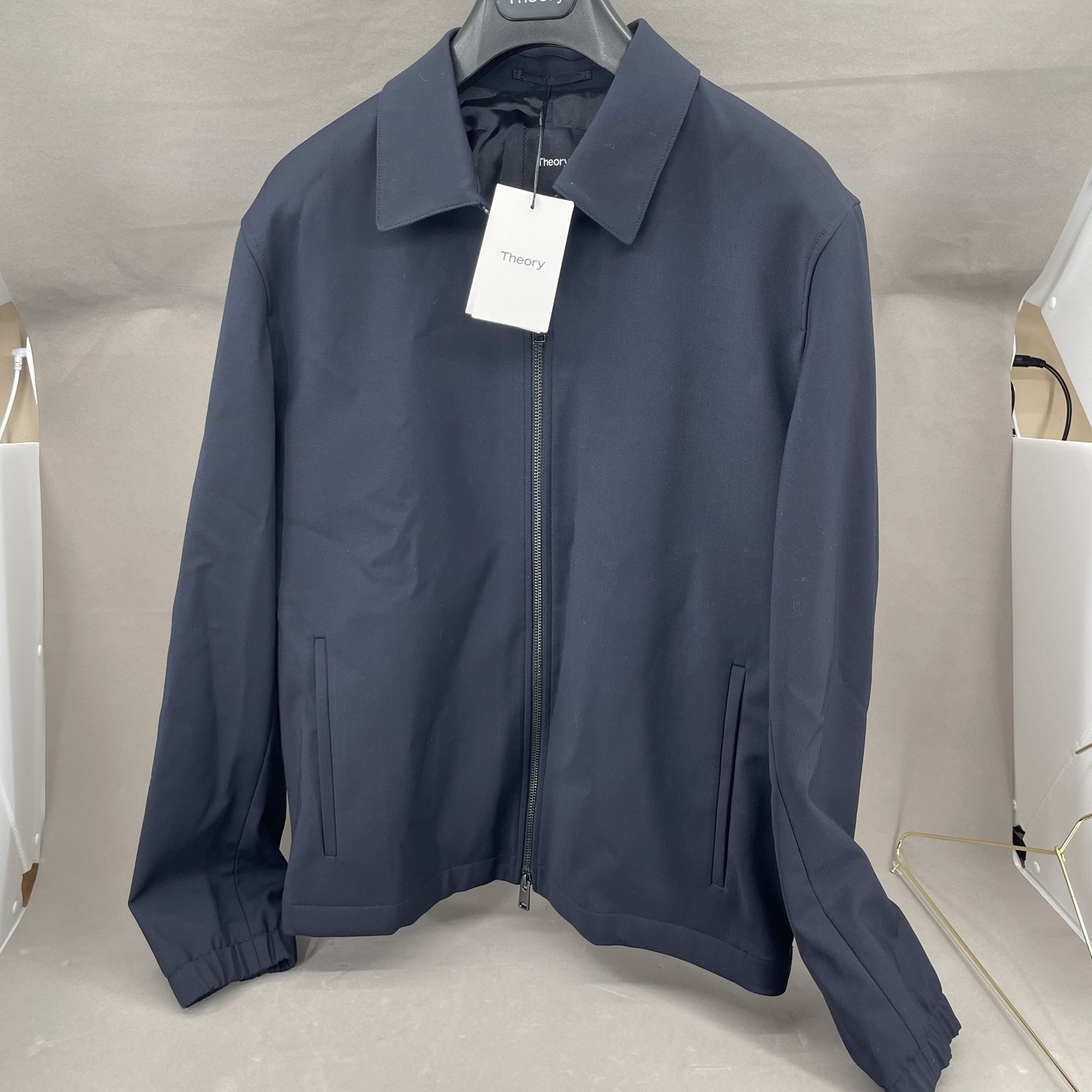 NWT Theory Zerega W E motion bonded jacket in a Baltic/Grey Melange Medium
