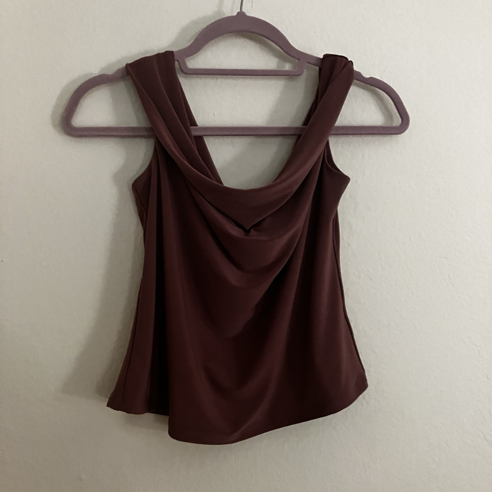 Wilfred Aritzia Womens Top Large Dusty Rose Cowl Neck Sleeveless Cropped Stretch