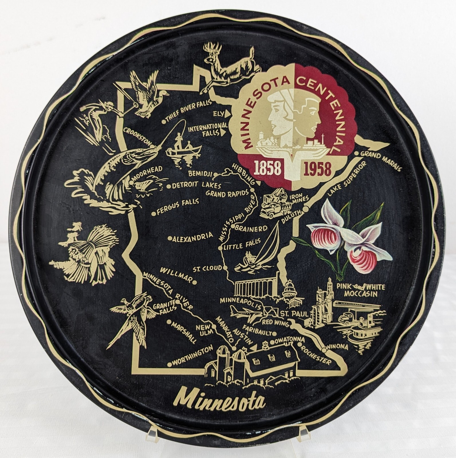 VTG 1858 - 1958 Minnesota Centennial Souvenir Serving Trays VTG 1858 - 1958 Minnesota Centennial Souvenir Serving Trays
