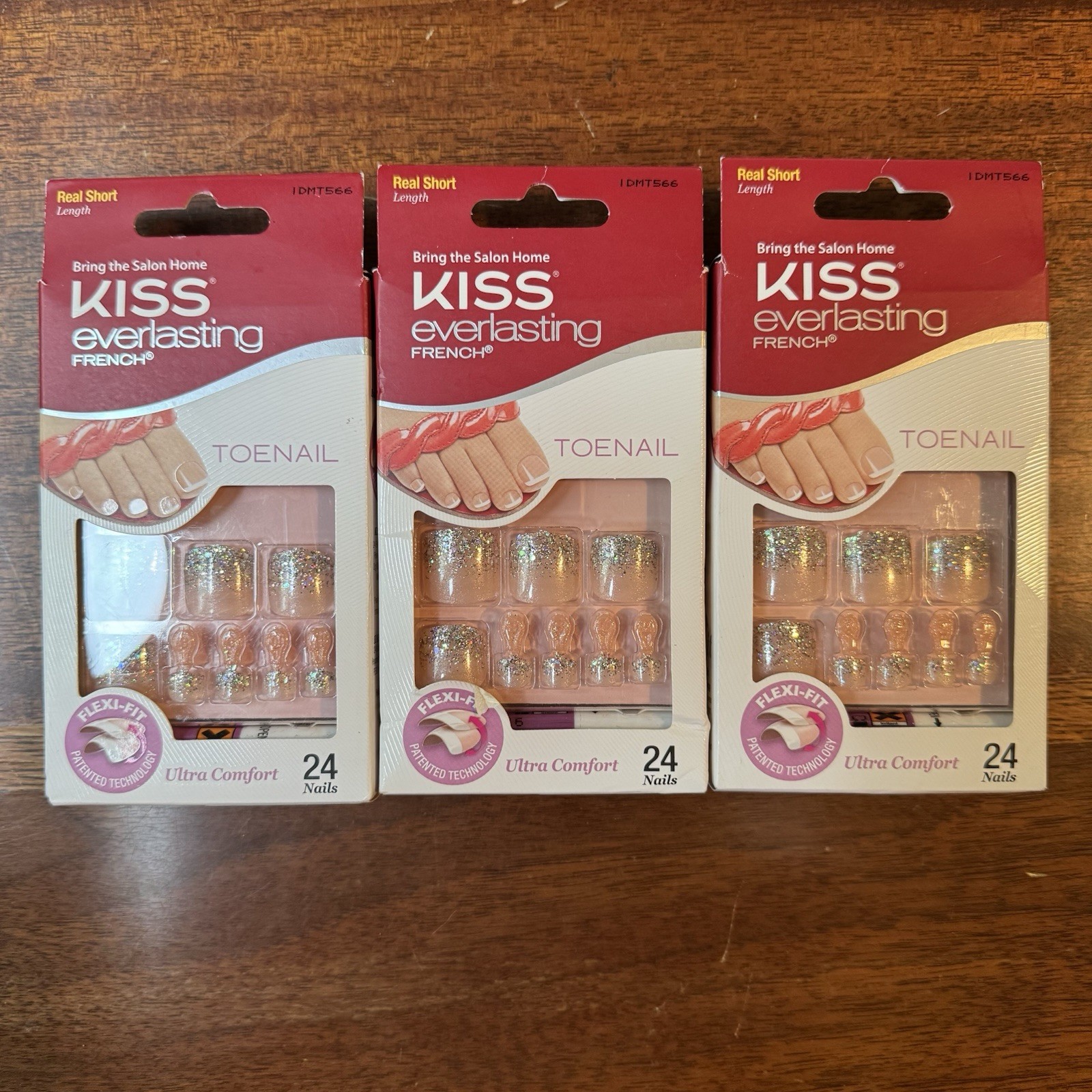 Kiss Everlasting French Real Short Size Glue on Nails for Toe Nails Lot Of 3 Kiss Everlasting French Real Short Size Glue on Nails for Toe Nails Lot Of 3