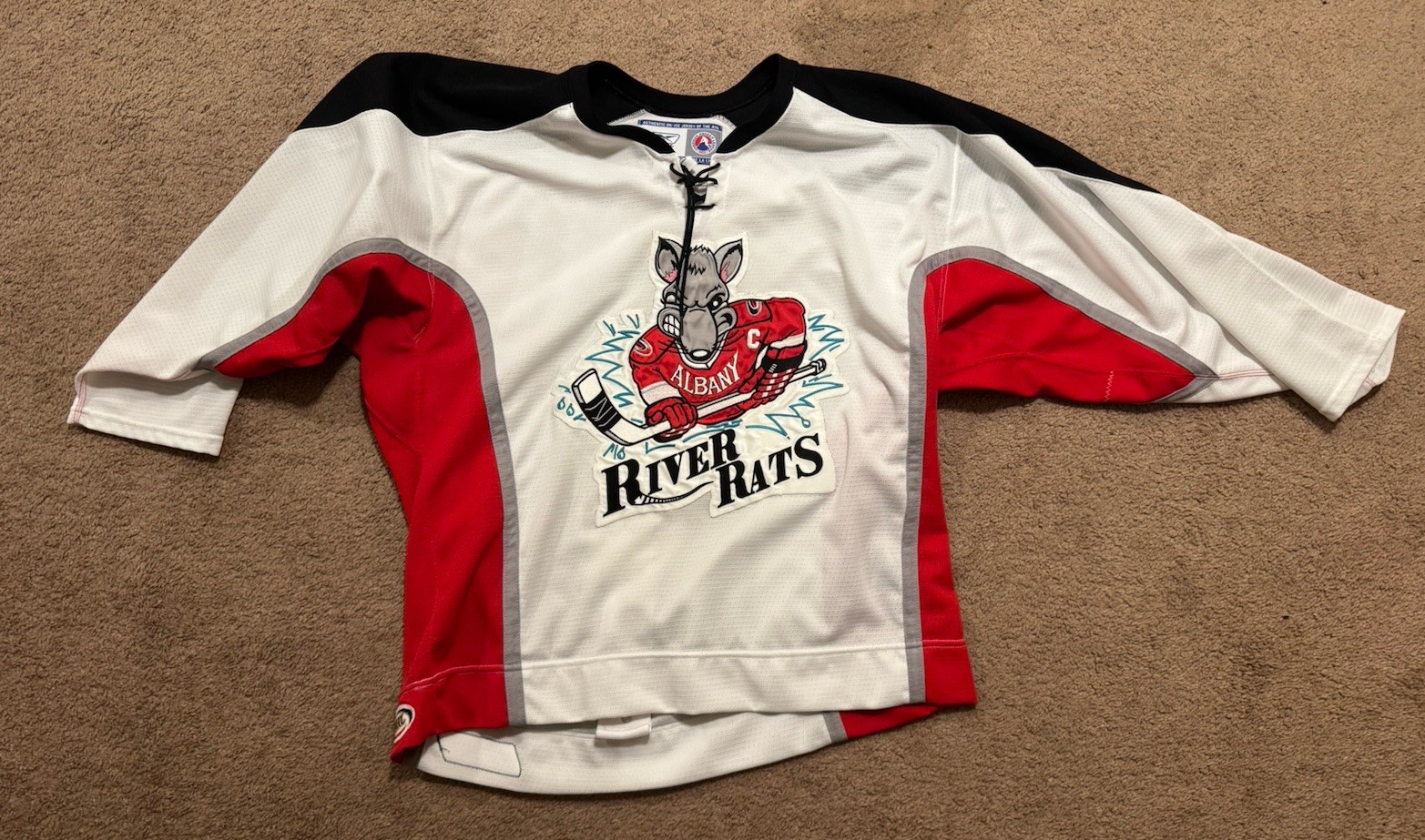 ALBANY RIVER RATS AUTHENTIC On Ice Jersey AHL PRO WHITE REEBOK HOCKEY SIZE 52 ALBANY RIVER RATS AUTHENTIC On Ice Jersey AHL PRO WHITE REEBOK HOCKEY SIZE 52