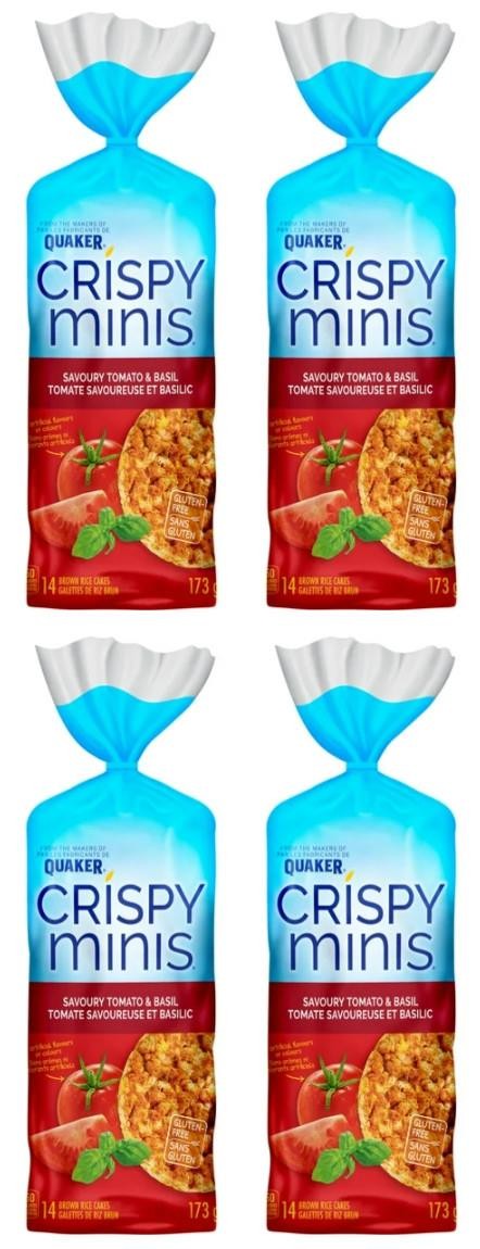 Quaker Crispy Minis Savoury Tomato & Basil Flavor Rice Cakes, 173g (4 Pack)