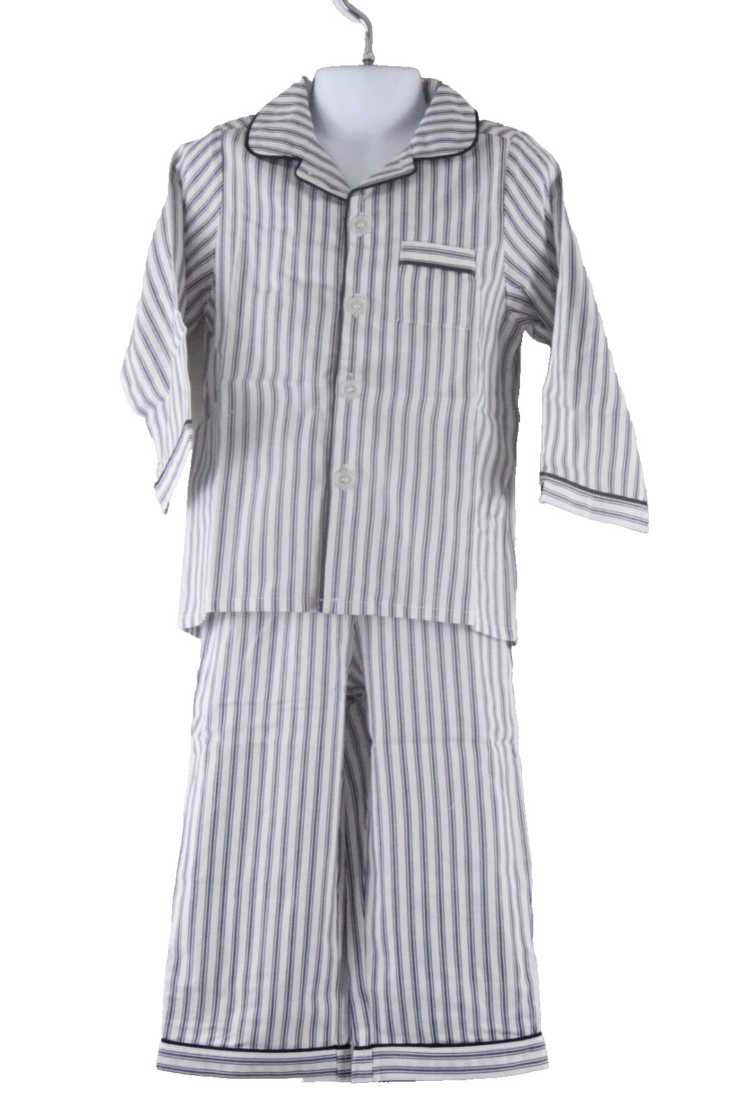 Petite Plume Boys\' French Ticking Pajama Set 3 White/Navy NWT