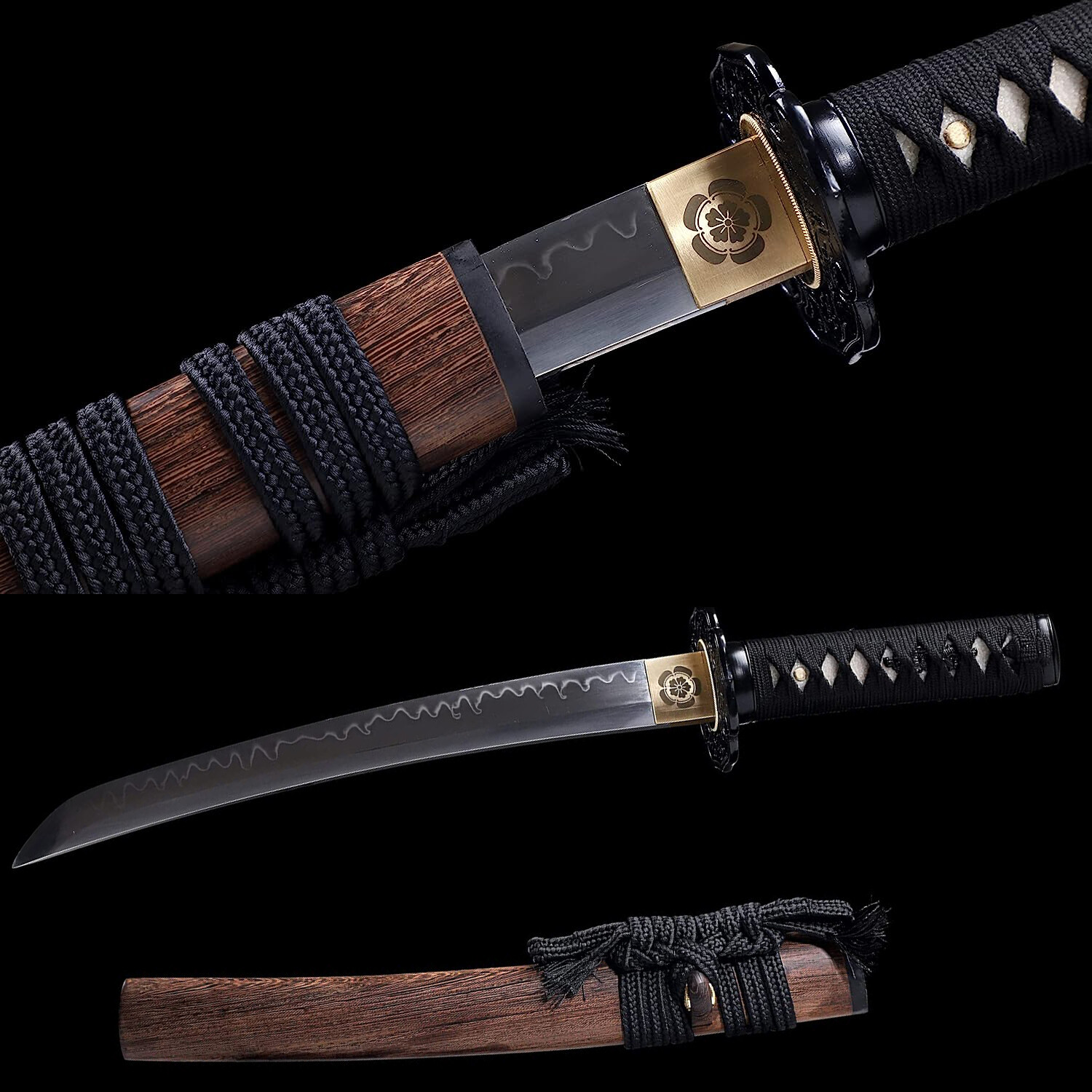 20'' Katana Tanto Short Sword Clay Tempered T10 Samurai Sword Full Tang Sharp
