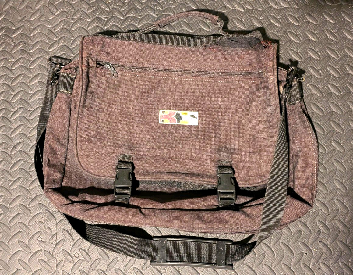 Black Large Messenger Bag Unisex Zip & Buckle Closure Adjustable Shoulder Strap