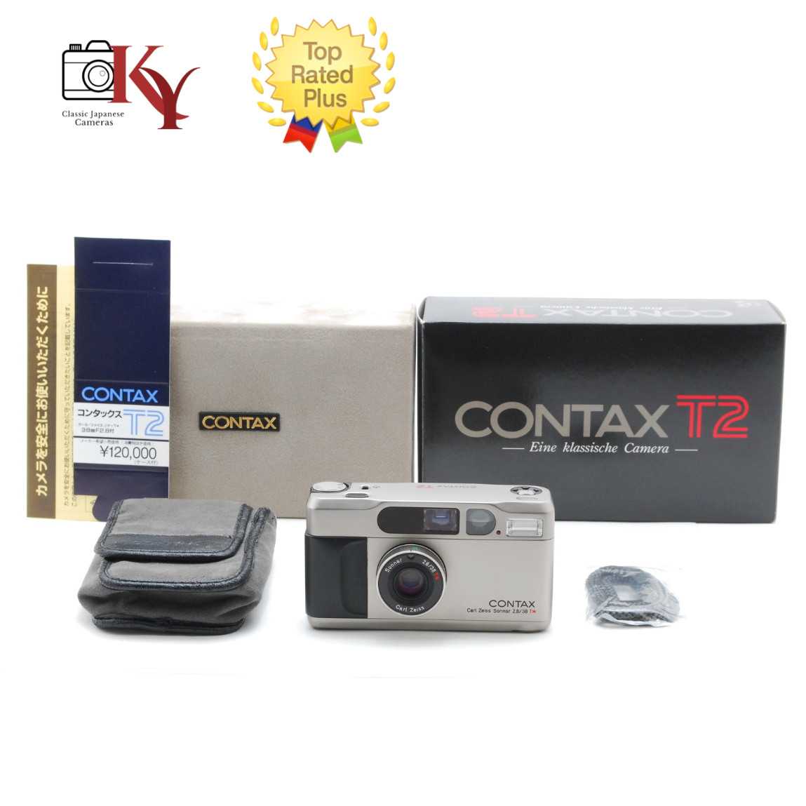 ⏯️ 【TOP MINT in BOX】 Contax T2 Titan Silver 35mm Point & Shoot Film Camera JAPAN