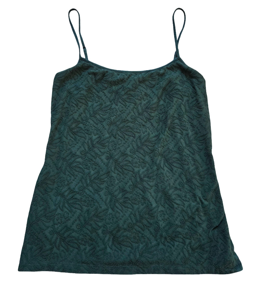 Loft Women\'s Cami Green Med Leaf Pattern Forest Fairy Boho Camisole Whimsical